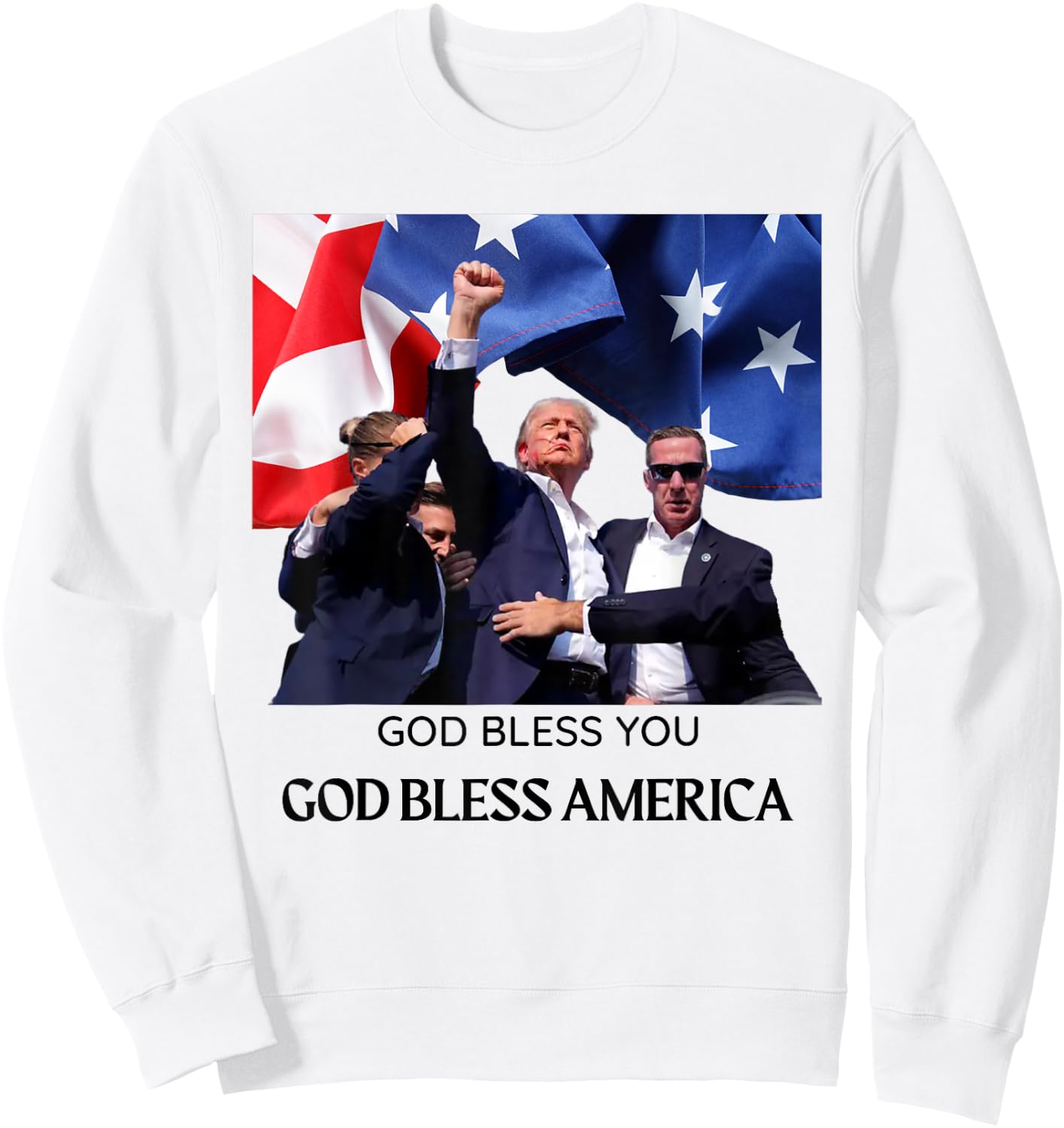 God Bless You - God Bless America - Donald Trump 2024 Sweatshirt - Sweatshirt | White