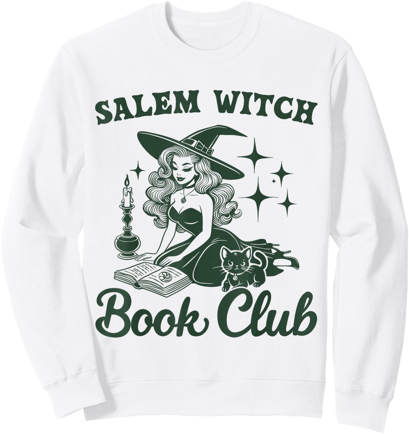 Salem Witch Book Club bookworm reading witch Sweatshirt - Sweatshirt | White