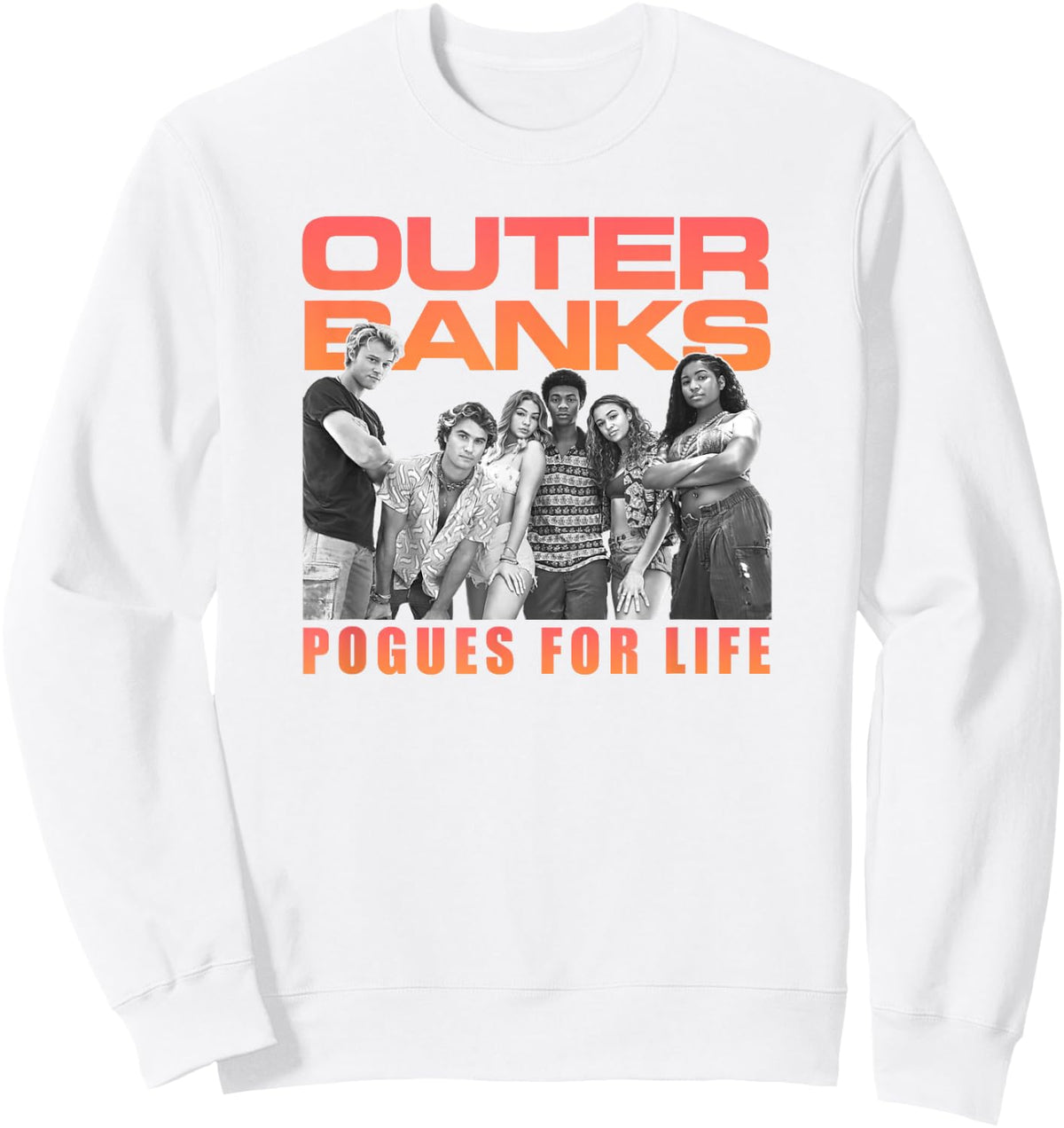 Outer Banks Group Shot Pogues for Life Portrait Sweatshirt - Sweatshirt | White