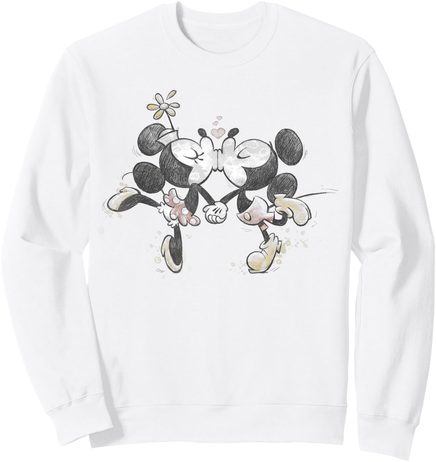 Disney - Valentines Mickey Minnie Kissing Face Sweatshirt - Sweatshirt | White
