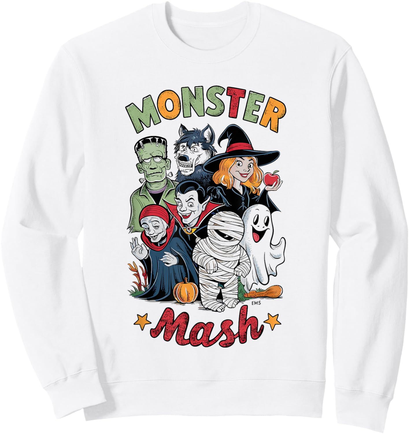 Vintage HALLOWEEN SHIRT | Classic Monster Characters Mash Sweatshirt - Sweatshirt | White