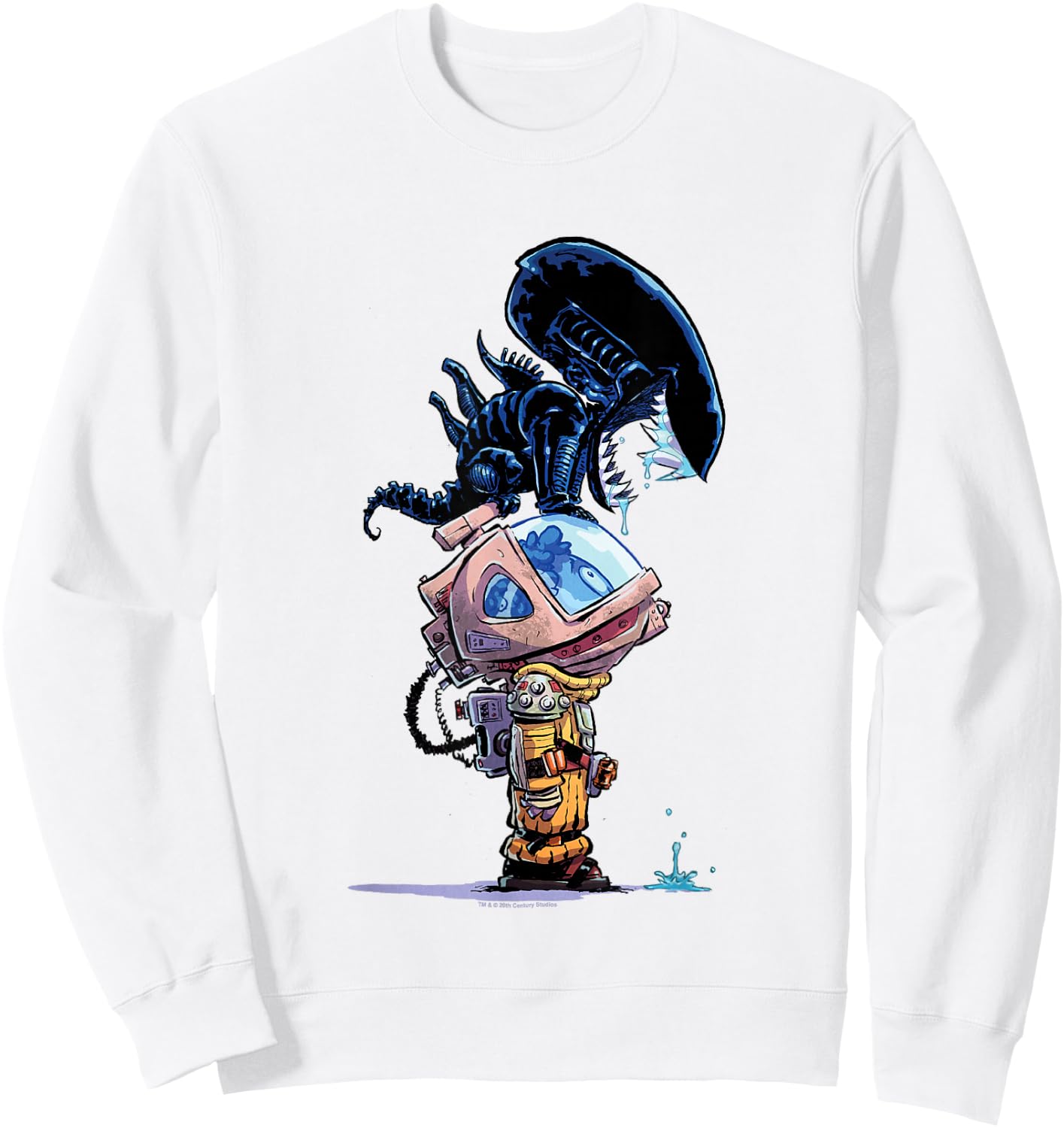Aliens Cute Animated Xenomorph Big Chest Chibi Poster Sweatshirt - Sweatshirt | White