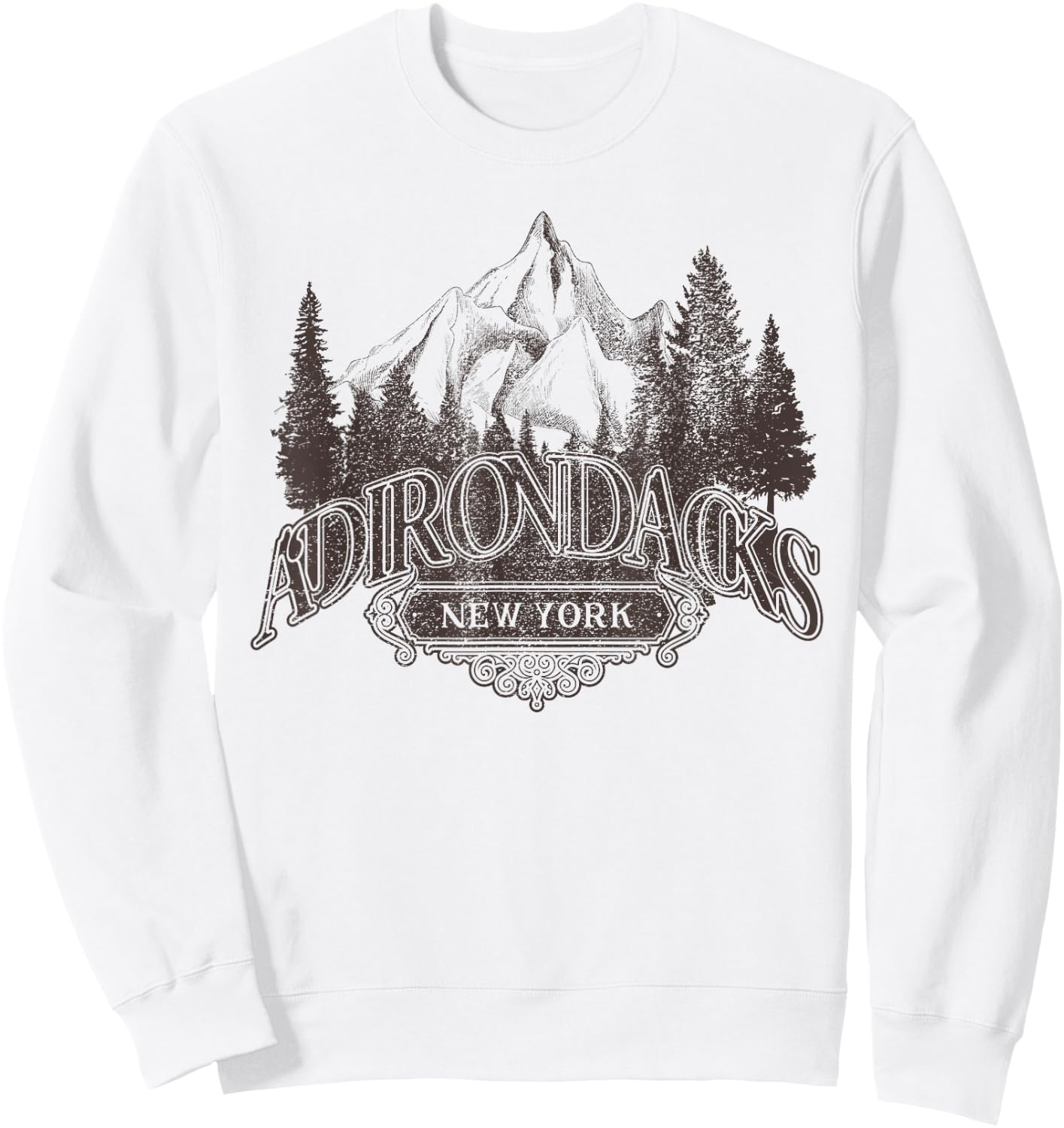Adirondacks New York Mountains Vintage Biker Patch Sweatshirt - Sweatshirt | White