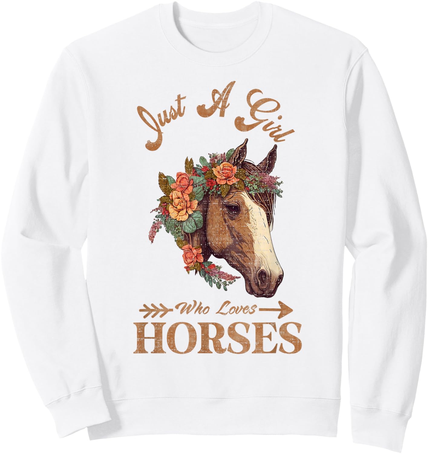 Vintage Retro Just A Girl Who Loves Horses, Horseback Riding Sweatshirt - Sweatshirt | White
