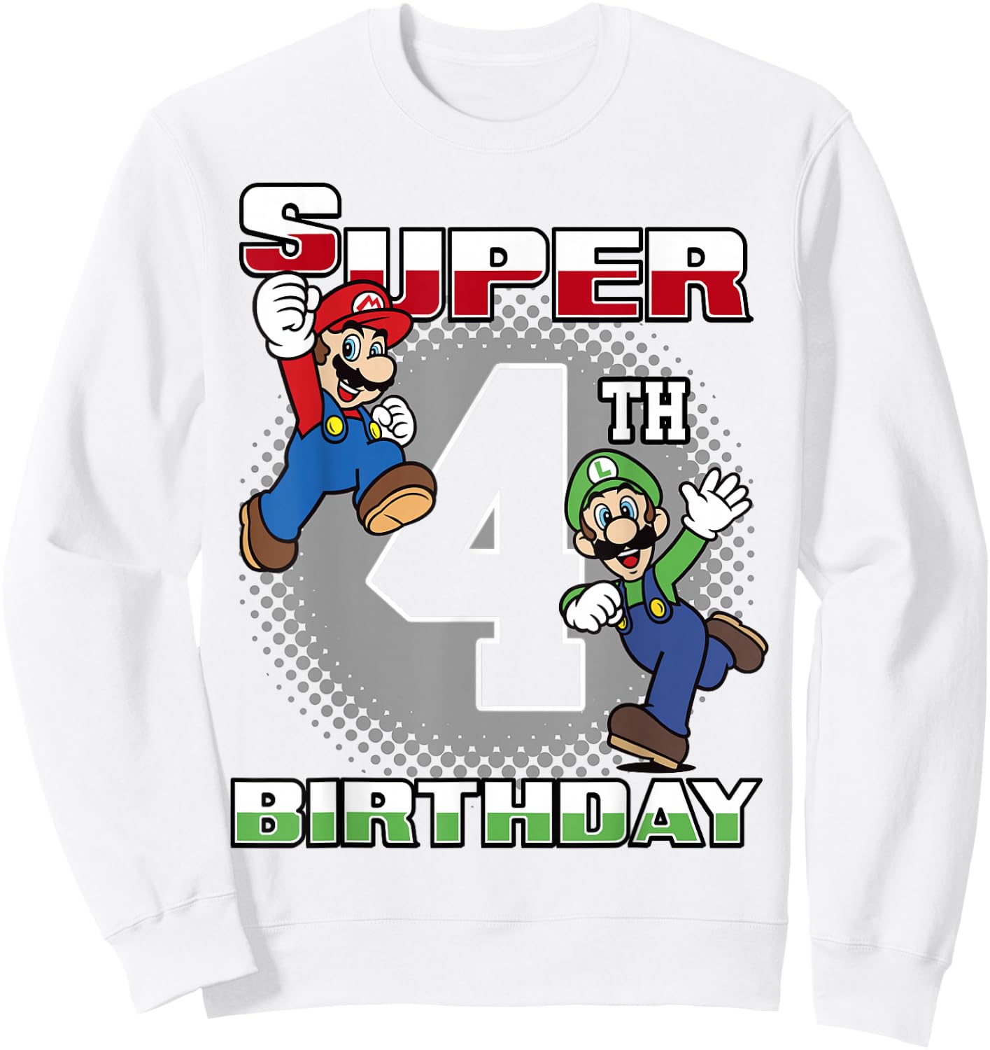 Super Mario and Luigi Super Birthday 4th Birthday Portrait Sweatshirt - Sweatshirt | White