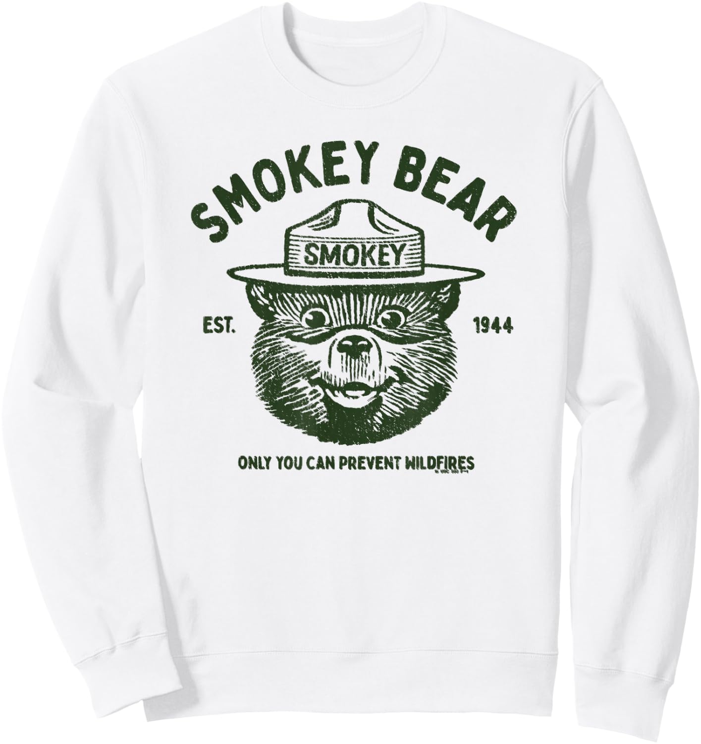 Vintage Smokey Bear Logo Only You Can Prevent Wildfires Sweatshirt - Sweatshirt | White