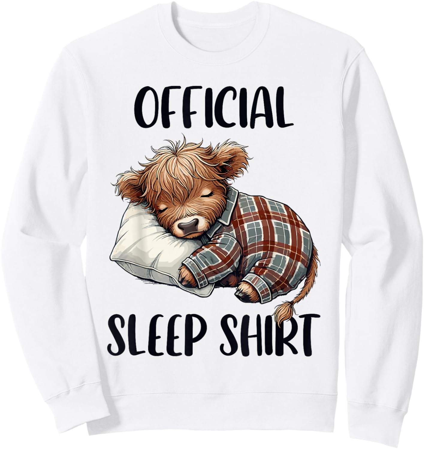 Highland Cow, Nightgown Nightshirt Official Sleepshirt Sleep Sweatshirt - Sweatshirt | White