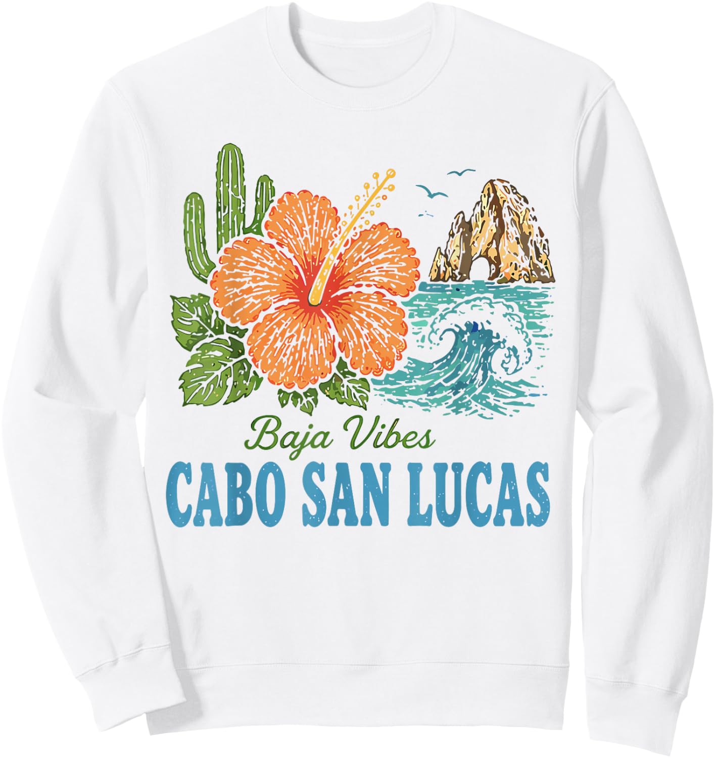 Cabo San Lucas Mexico Retro Vintage Beach Vacation Sweatshirt - Sweatshirt | White