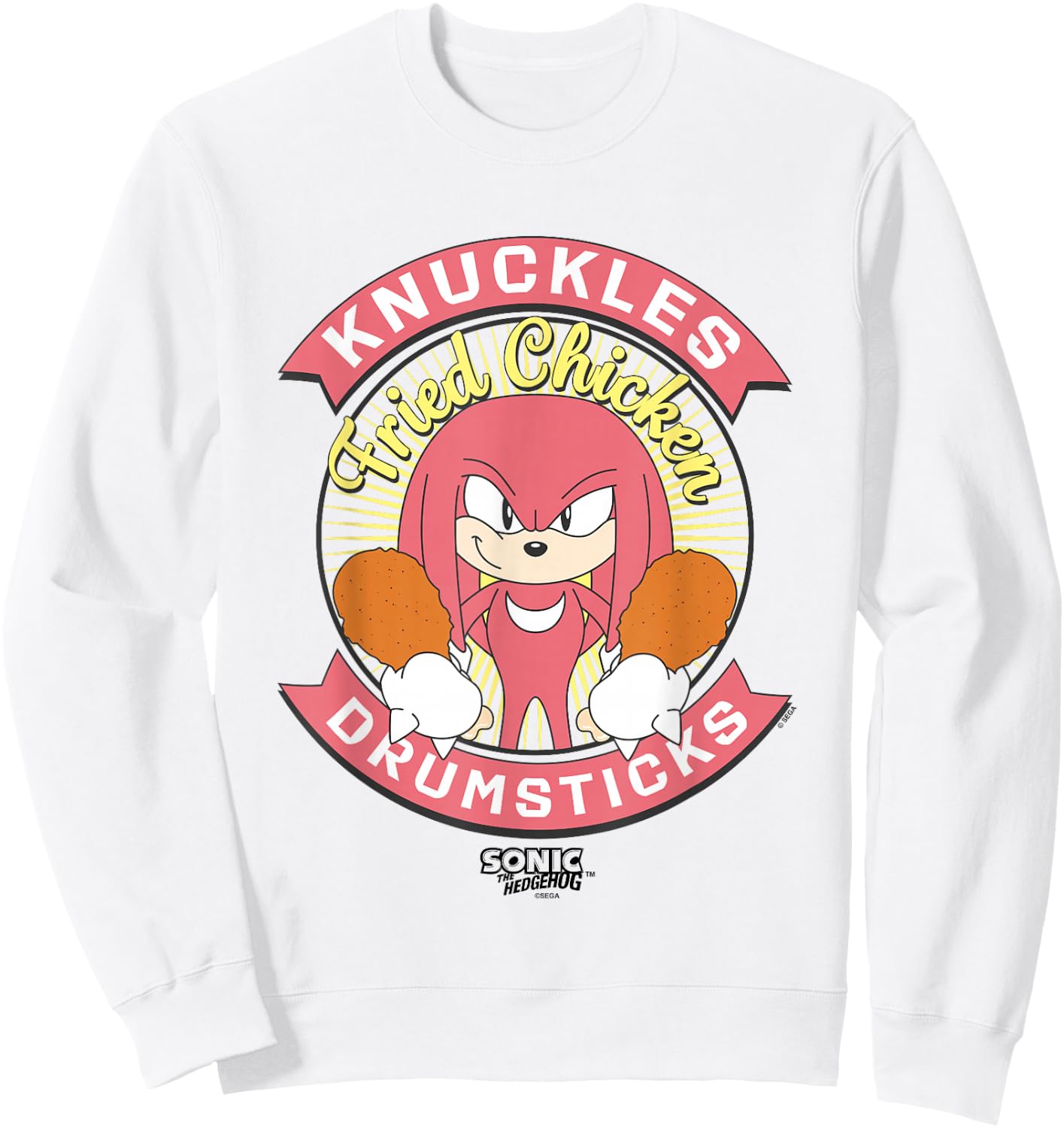 Sonic The Hedgehog Knuckles Drumsticks Fried Chicken Vintage Sweatshirt - Sweatshirt | White
