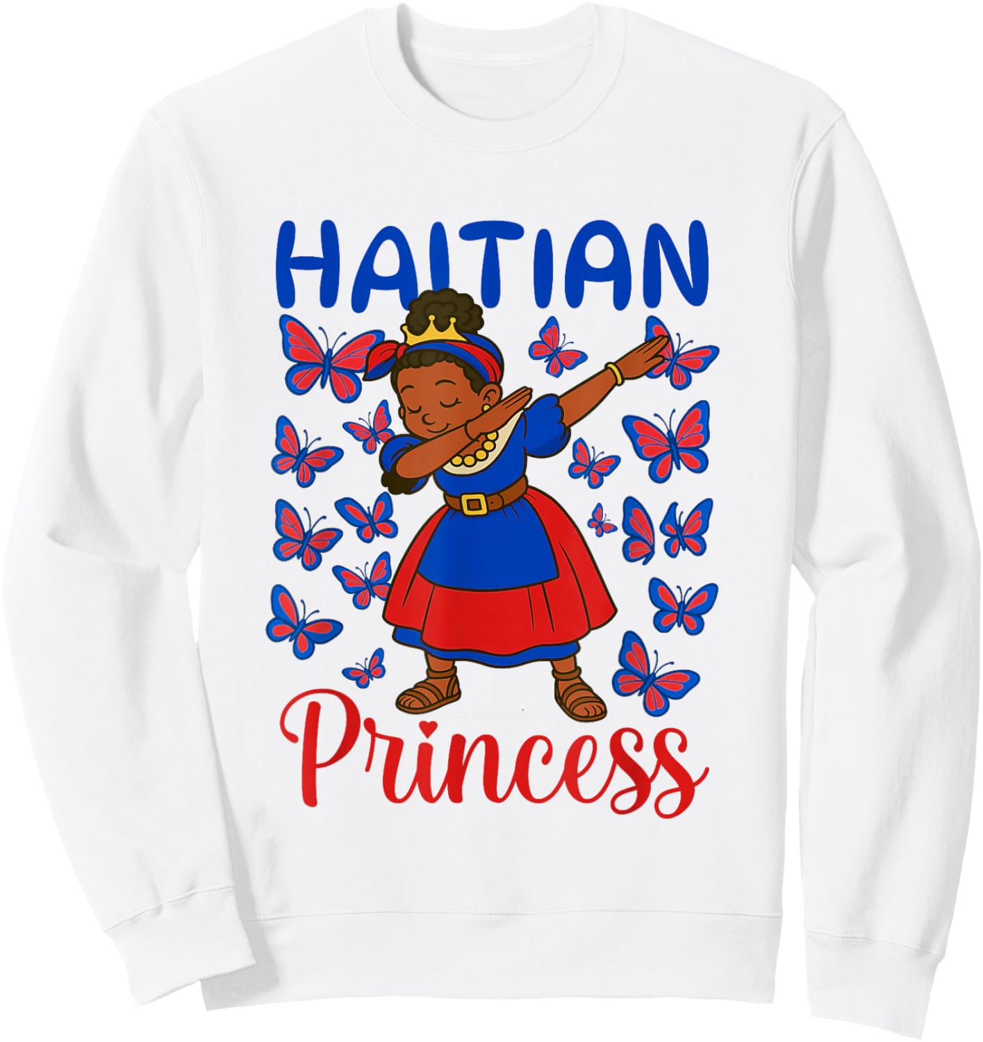 Haitian Princess Dabbing Haitian Flag Dress for Children Girls Sweatshirt - Sweatshirt | White