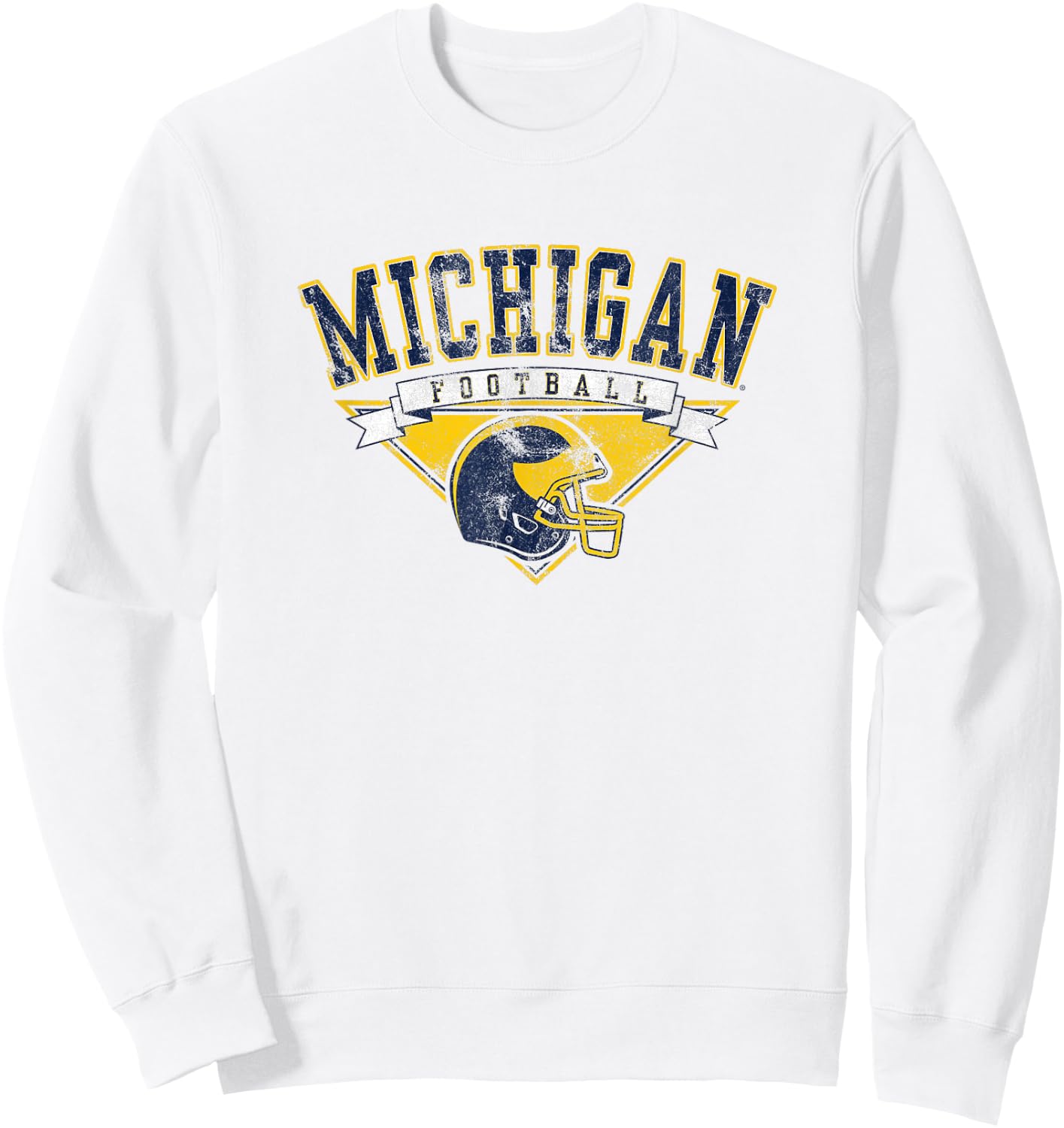 University of Michigan Wolverines U of M Football Helmet Sweatshirt - Sweatshirt | White