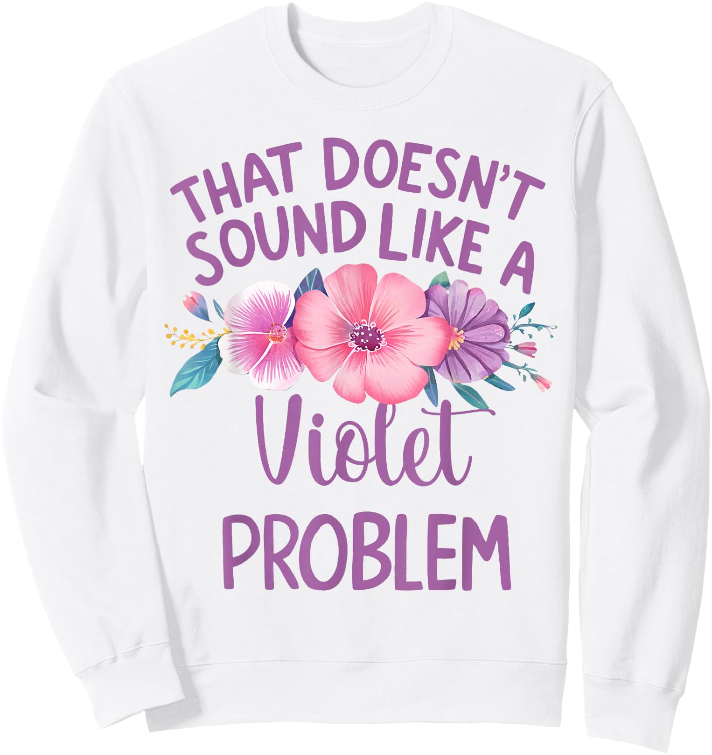 Violet Personalized Cute Flower Girls Violet Name Sweatshirt - Sweatshirt | White