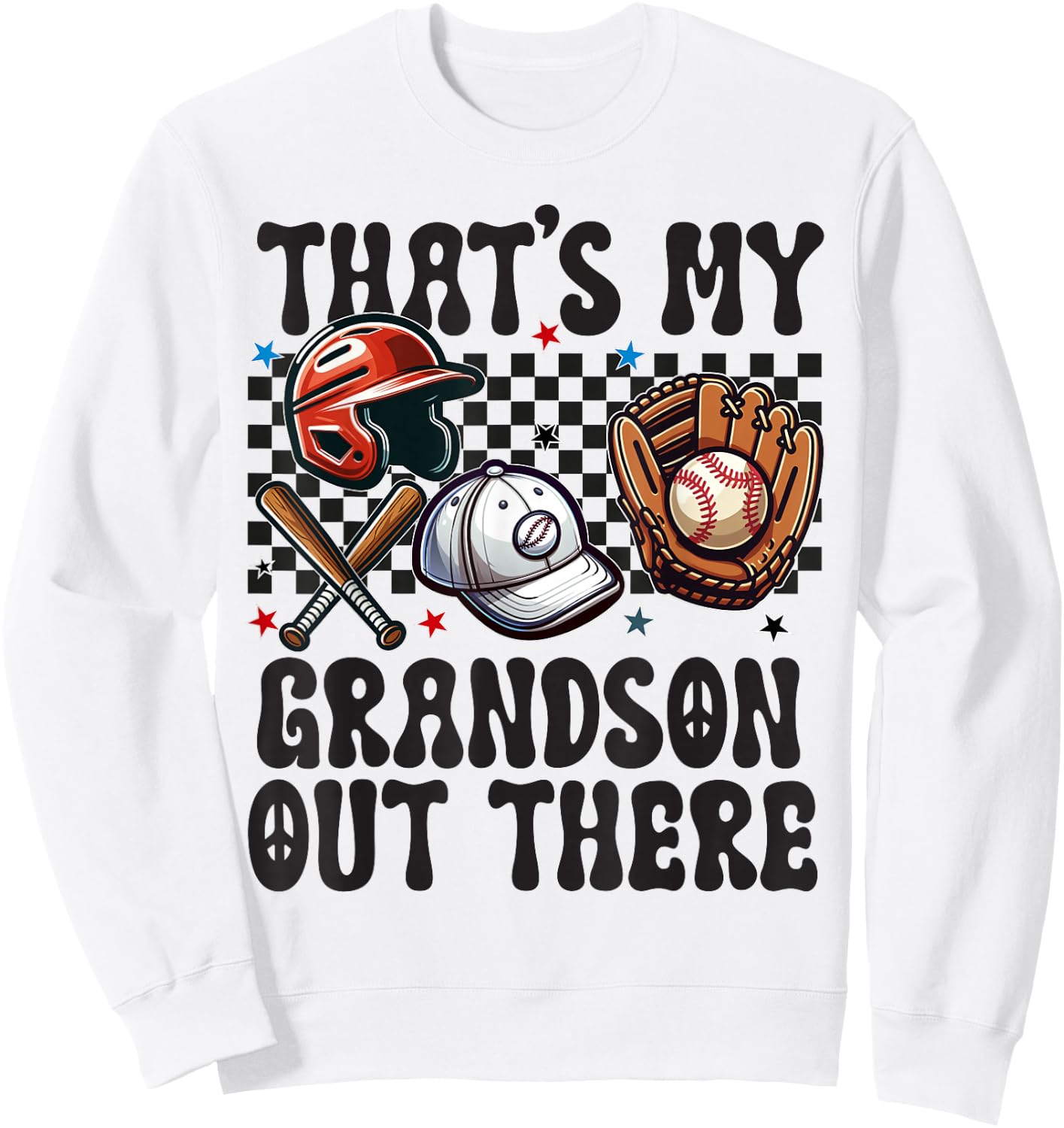 That's My Grandson Out There Baseball For Grandpa Grandma Sweatshirt - Sweatshirt | White