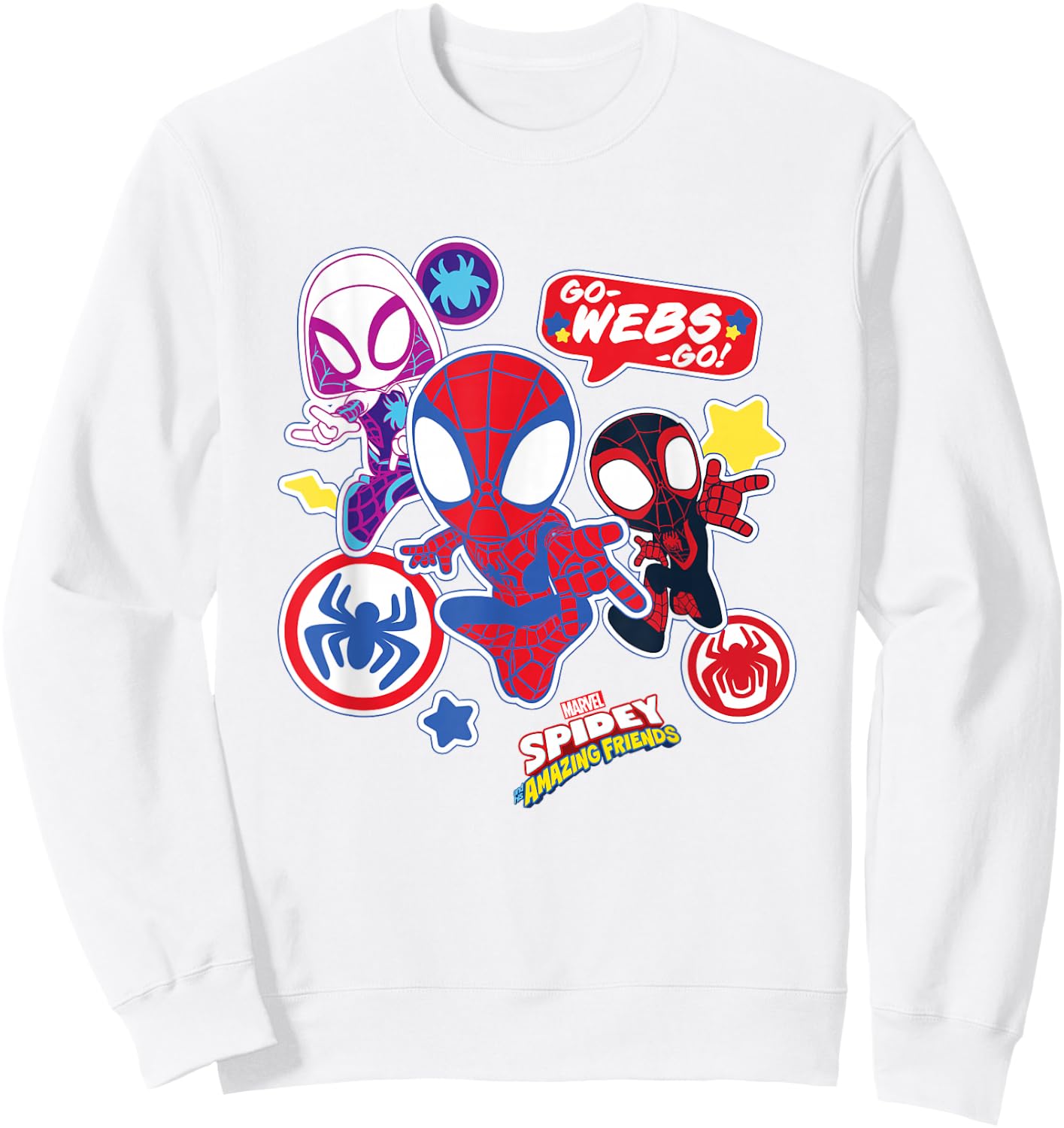 Marvel Spidey and His Amazing Friends Team Spidey Stickers Sweatshirt - Sweatshirt | White