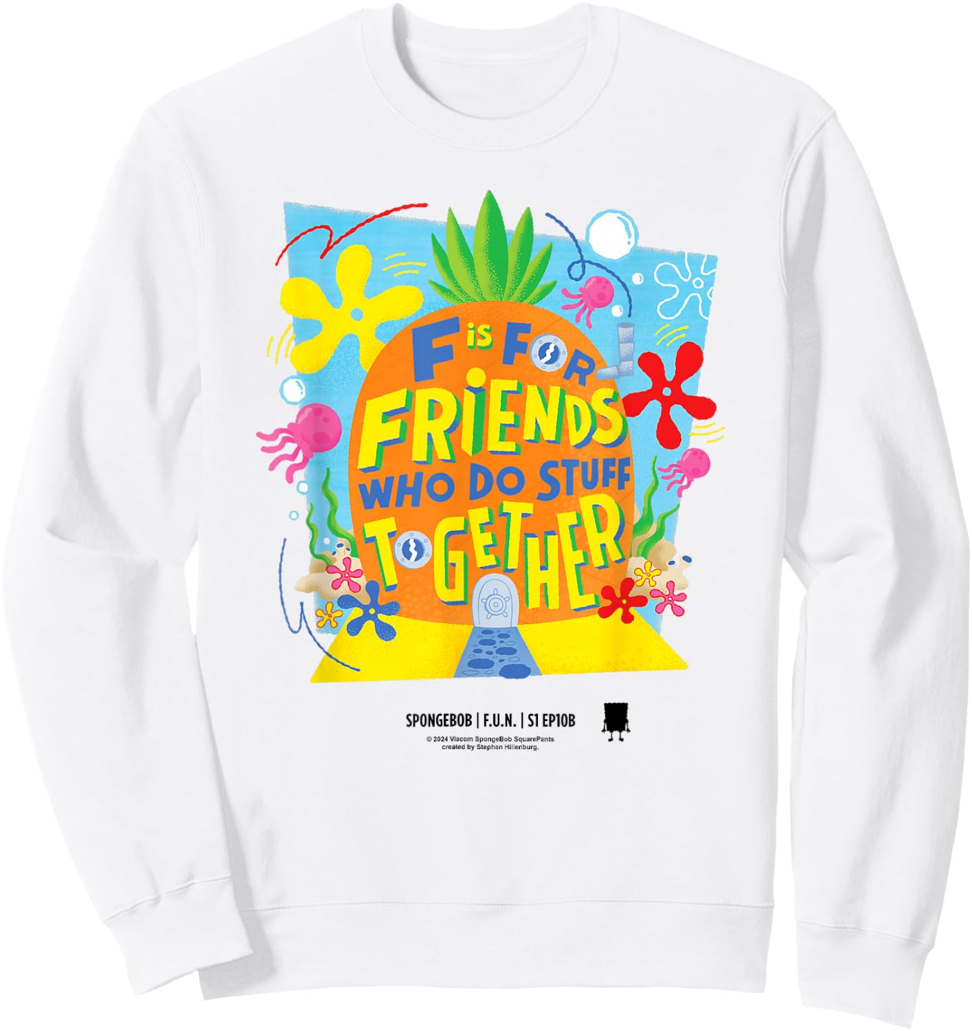 Spongebob Squarepants Pineapple Friends Sweatshirt - Sweatshirt | White