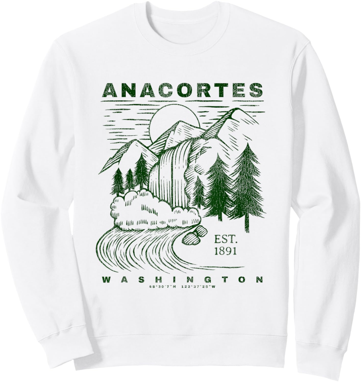 Anacortes Washington Neat Travel Souvenir Rustic Anacortes Sweatshirt - Sweatshirt | White