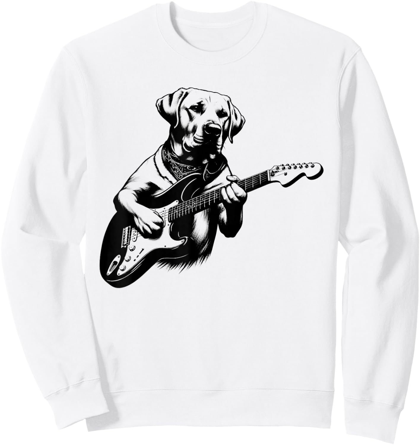Labrador Dog Playing Electric Guitar Rock Star Guitarist Sweatshirt - Sweatshirt | White