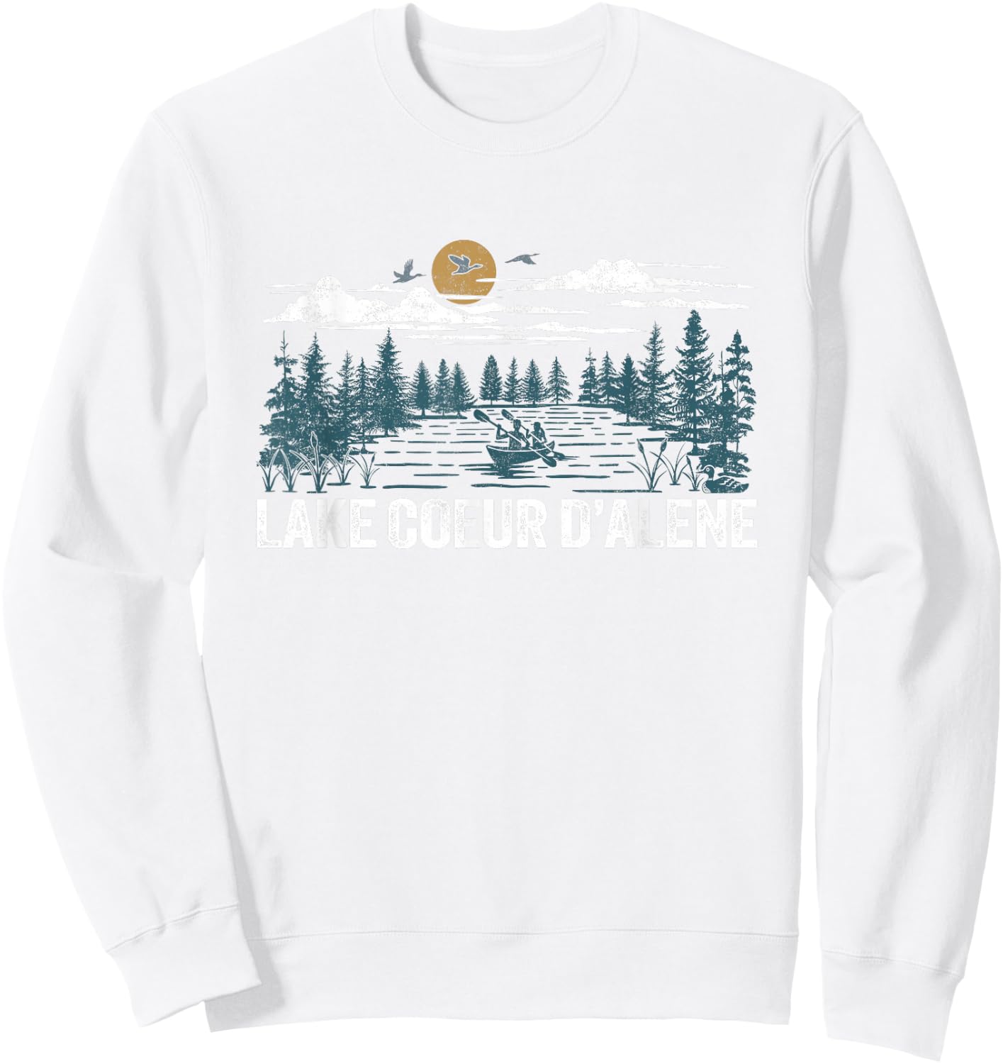 Lake Coeur d'Alene Idaho Sweatshirt - Sweatshirt | White