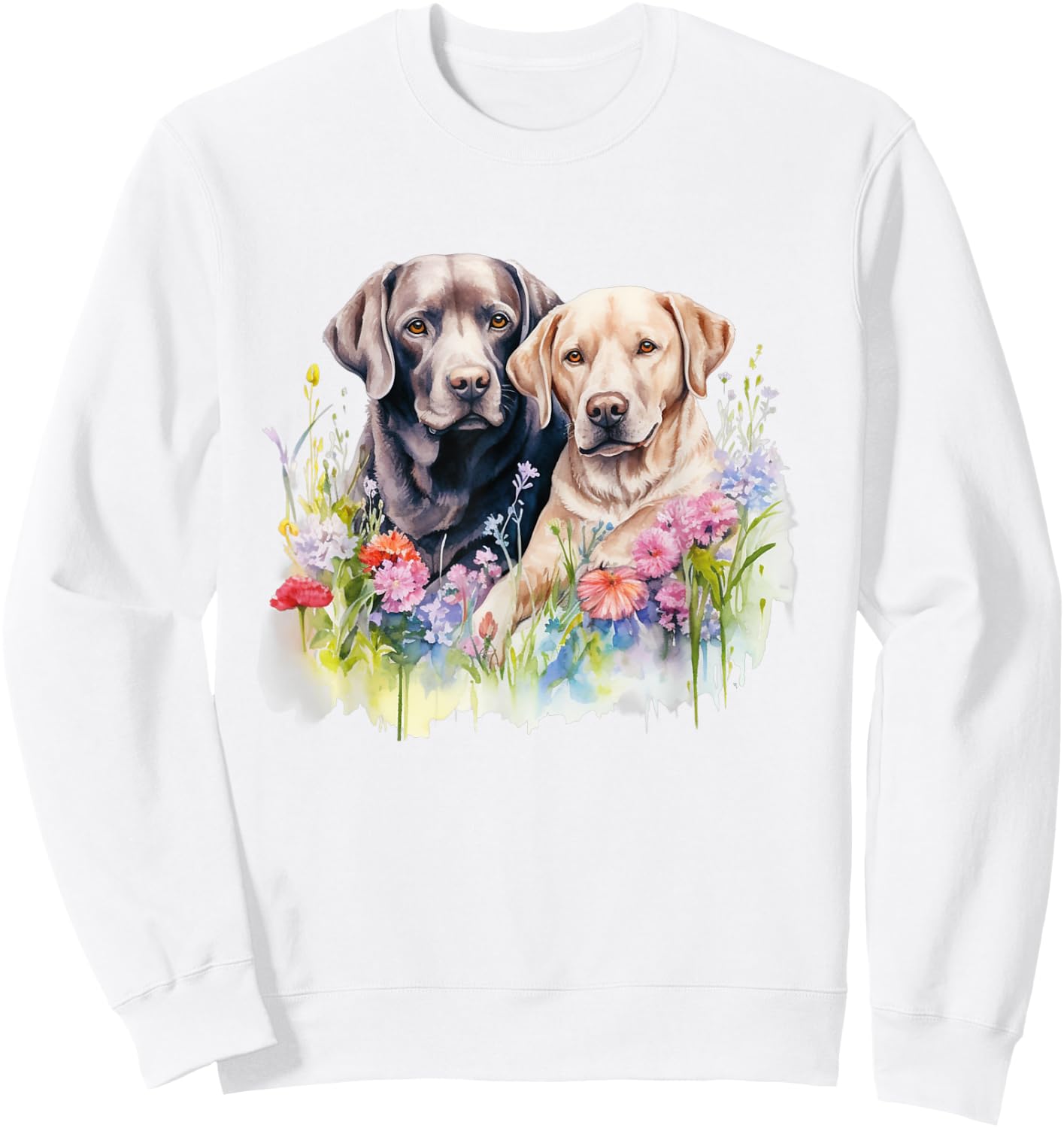 Floral Wildflower Dog Labrador Retriever Men Women Kids Sweatshirt - Sweatshirt | White
