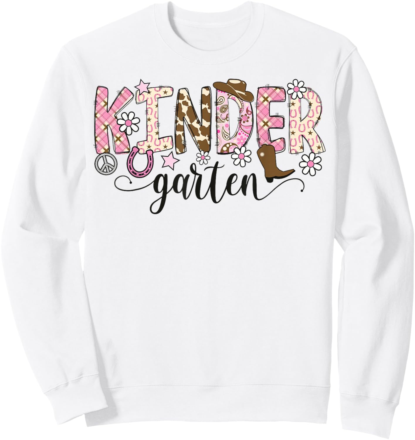 Kindergarten Western Cowgirl Teacher Back To School Sweatshirt - Sweatshirt | White