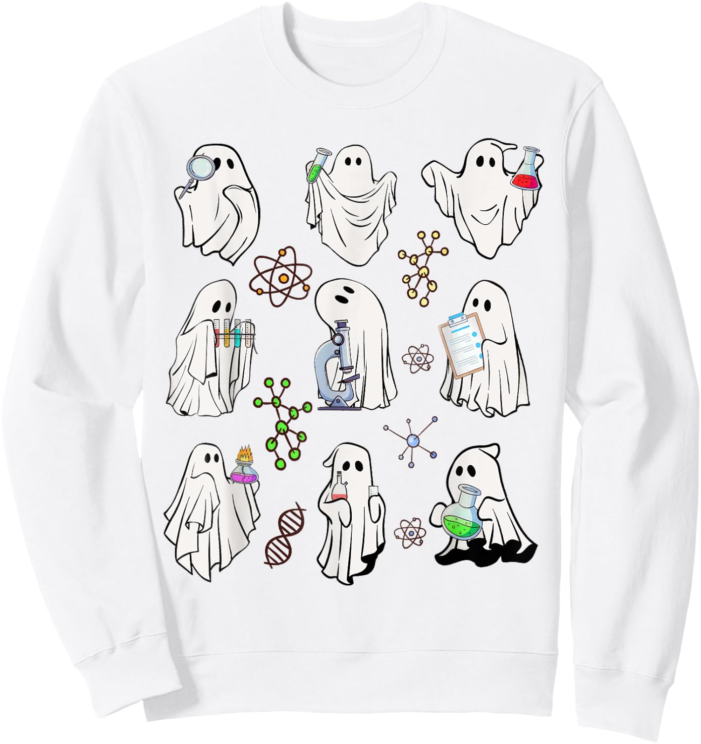 Ghost Science Teacher Chemistry Laboratory Halloween Costume Sweatshirt - Sweatshirt | White
