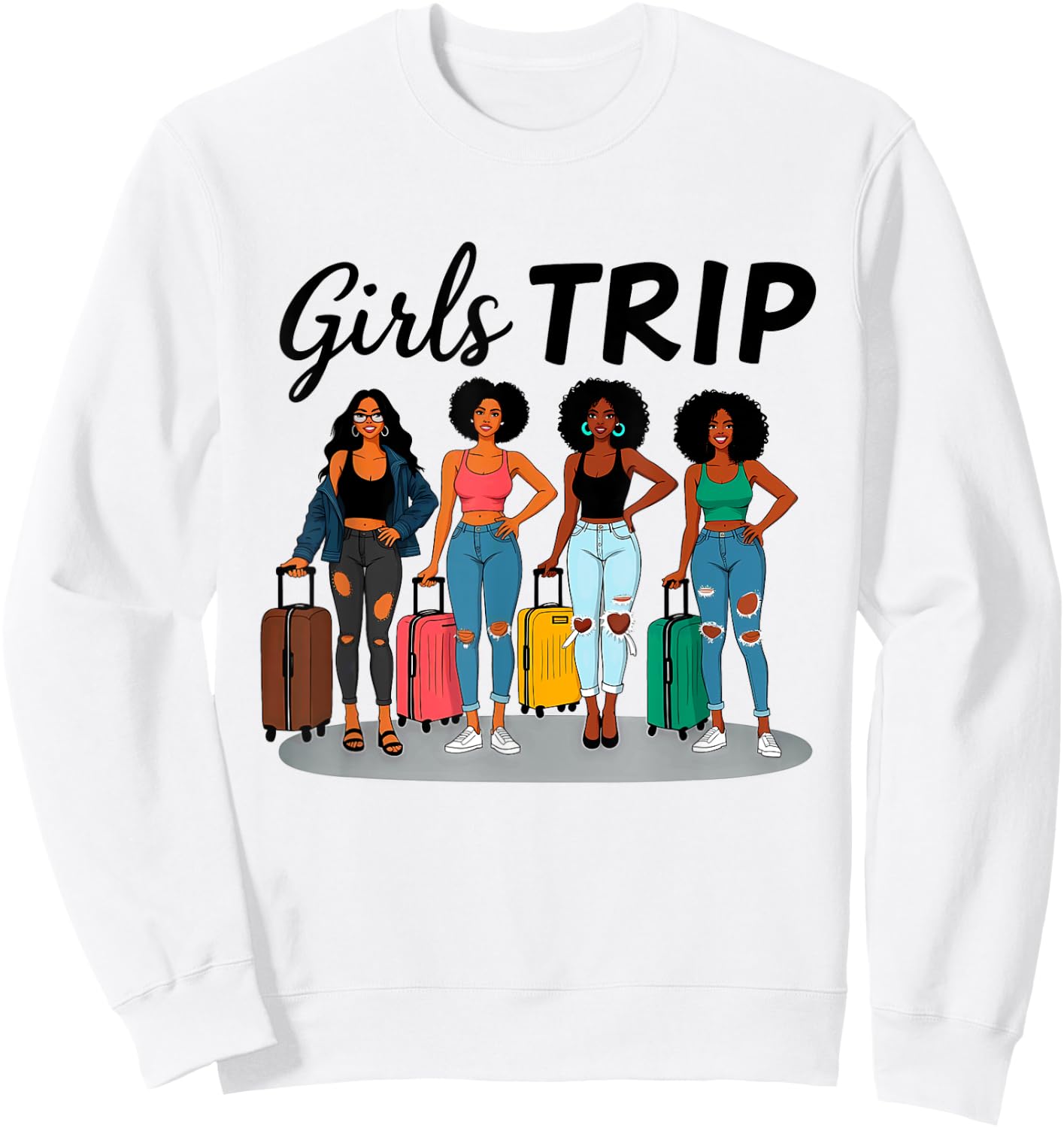 Girls Trip Black Girl Women Queen Melanin Sweatshirt - Sweatshirt | White