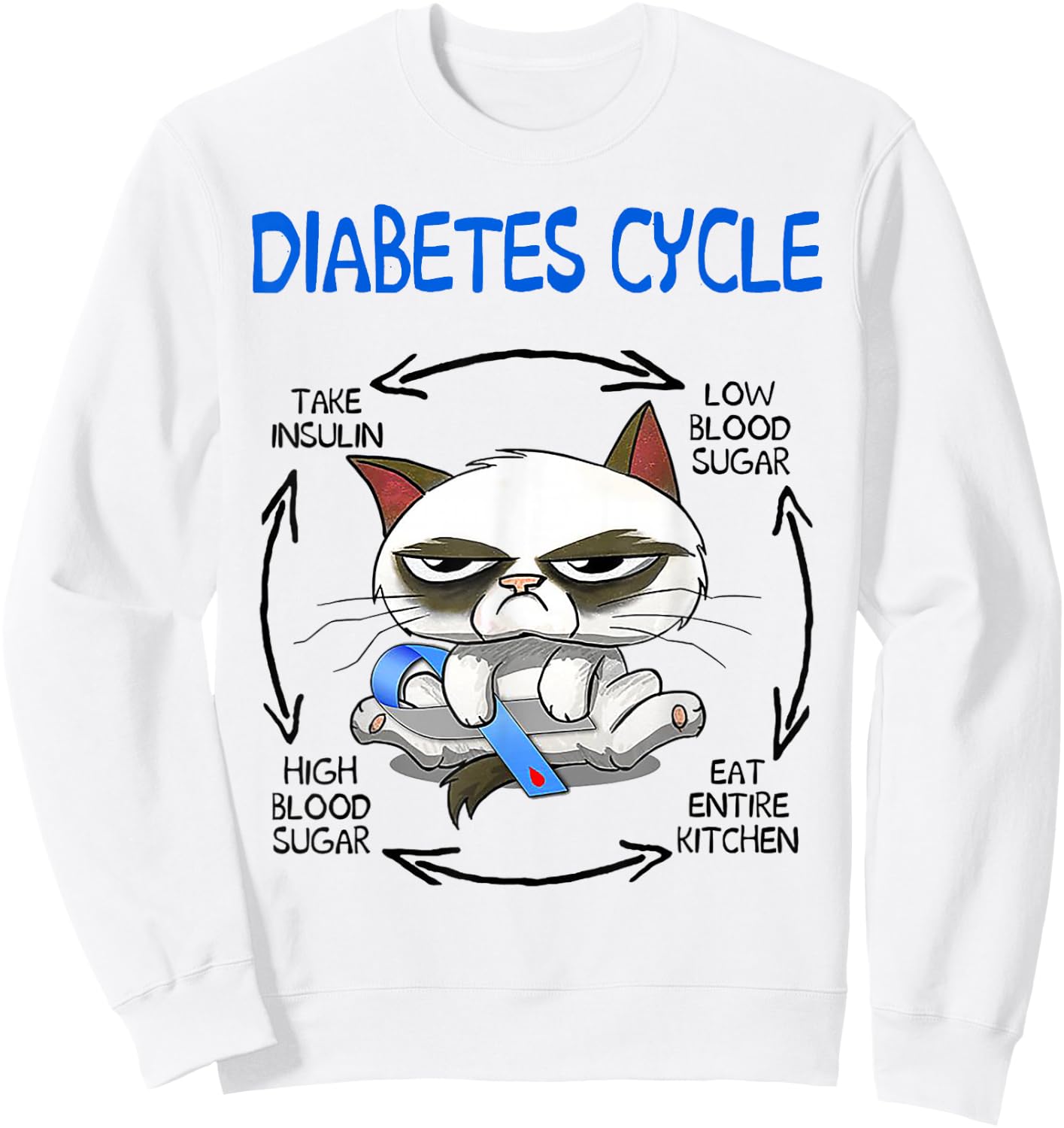 Cat Diabetes Cycle Sweatshirt - Sweatshirt | White