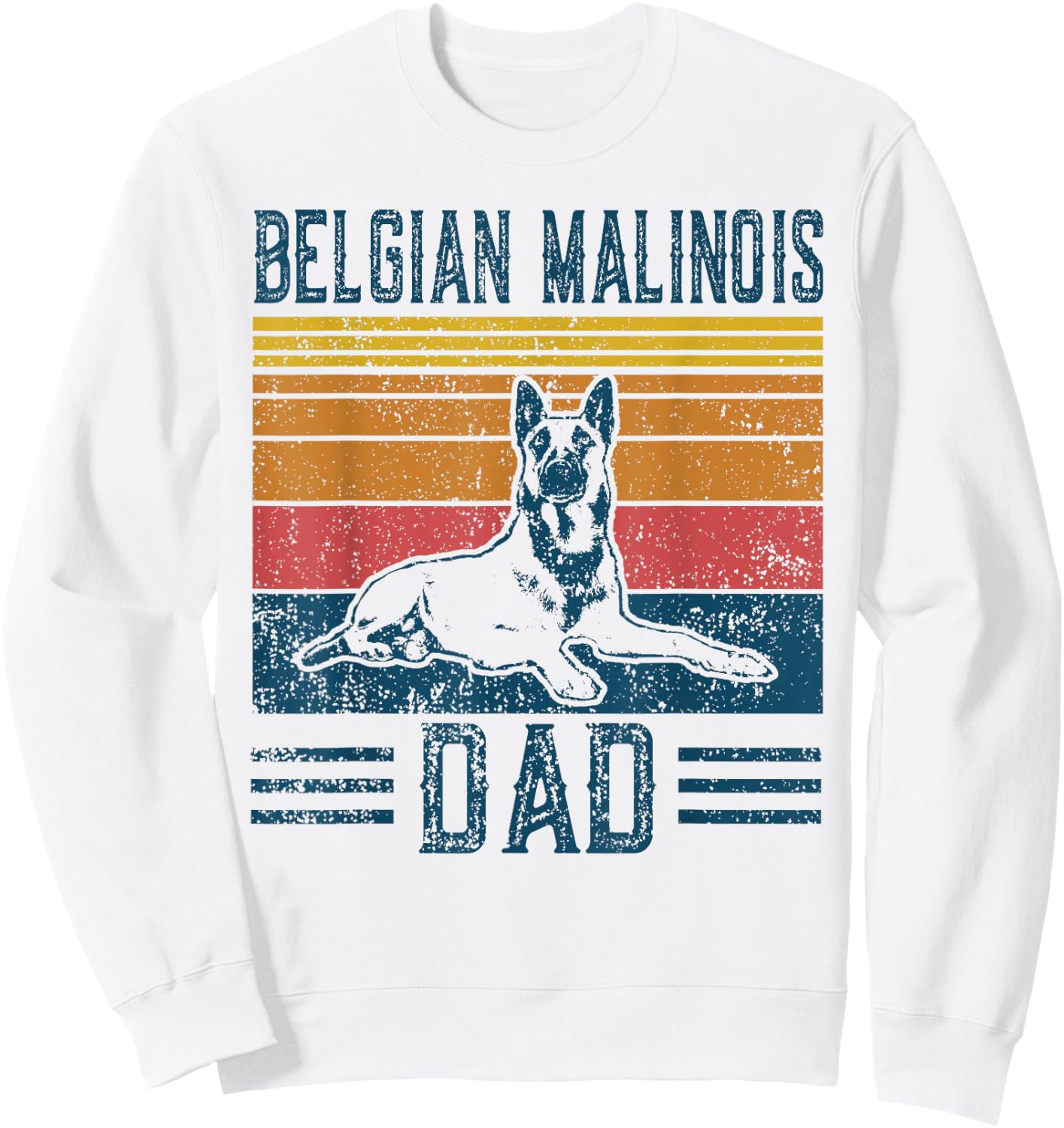 Dog | Belgian Shepherd Papa - Vintage Belgian Malinois Dad Sweatshirt - Sweatshirt | White