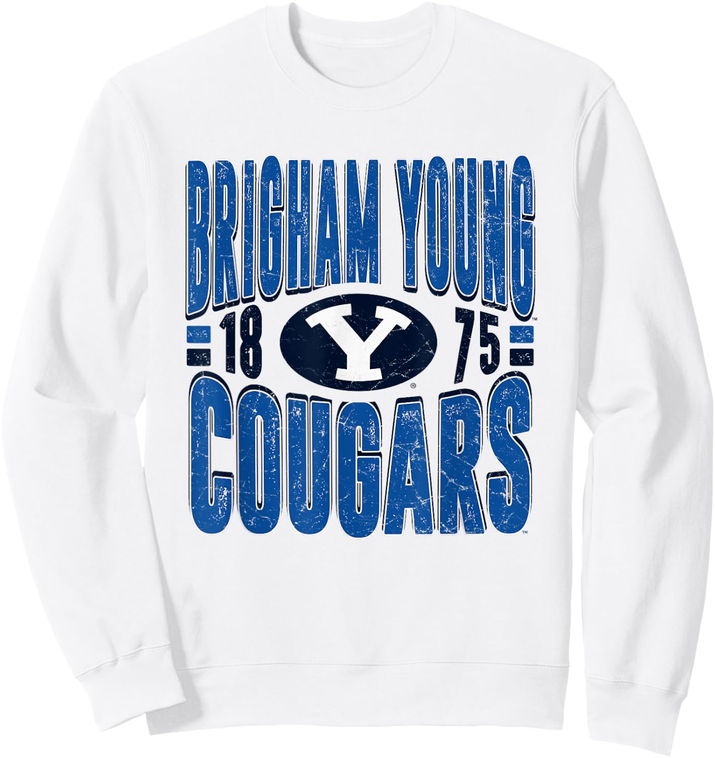 BYU Cougars Vintage 90's Retro White Officially Licensed Sweatshirt - Sweatshirt | White