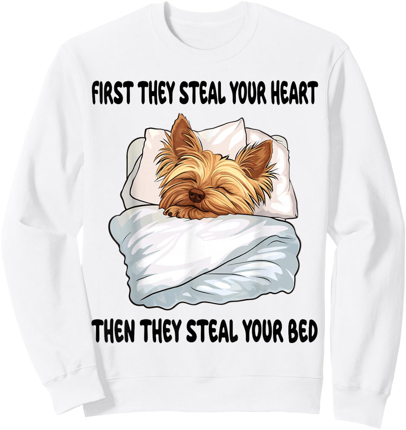 Yorkshire Terrier Yorkie Sleeping Pajamas Nightgown Sweatshirt - Sweatshirt | White