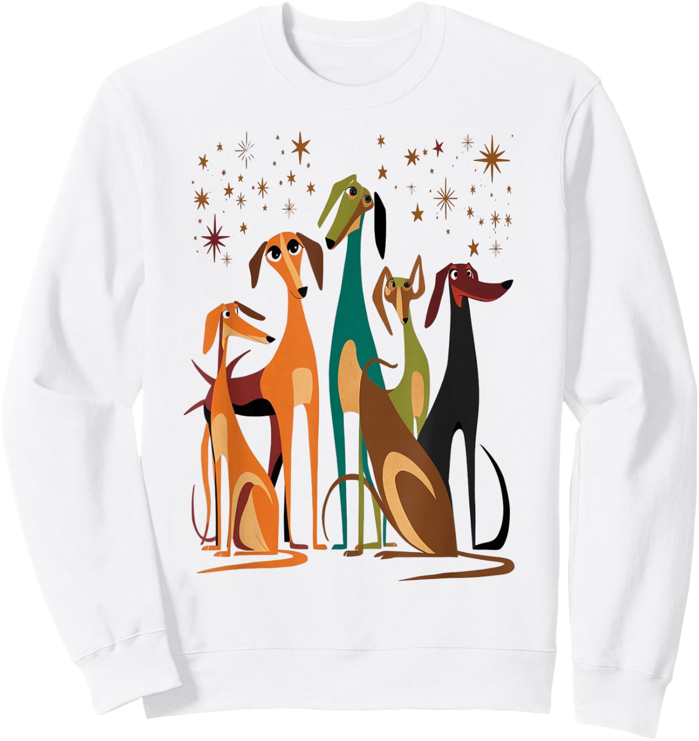 Vintage Retro Mid-Century Long Neck Dogs 50s 60s Style Sweatshirt - Sweatshirt | White
