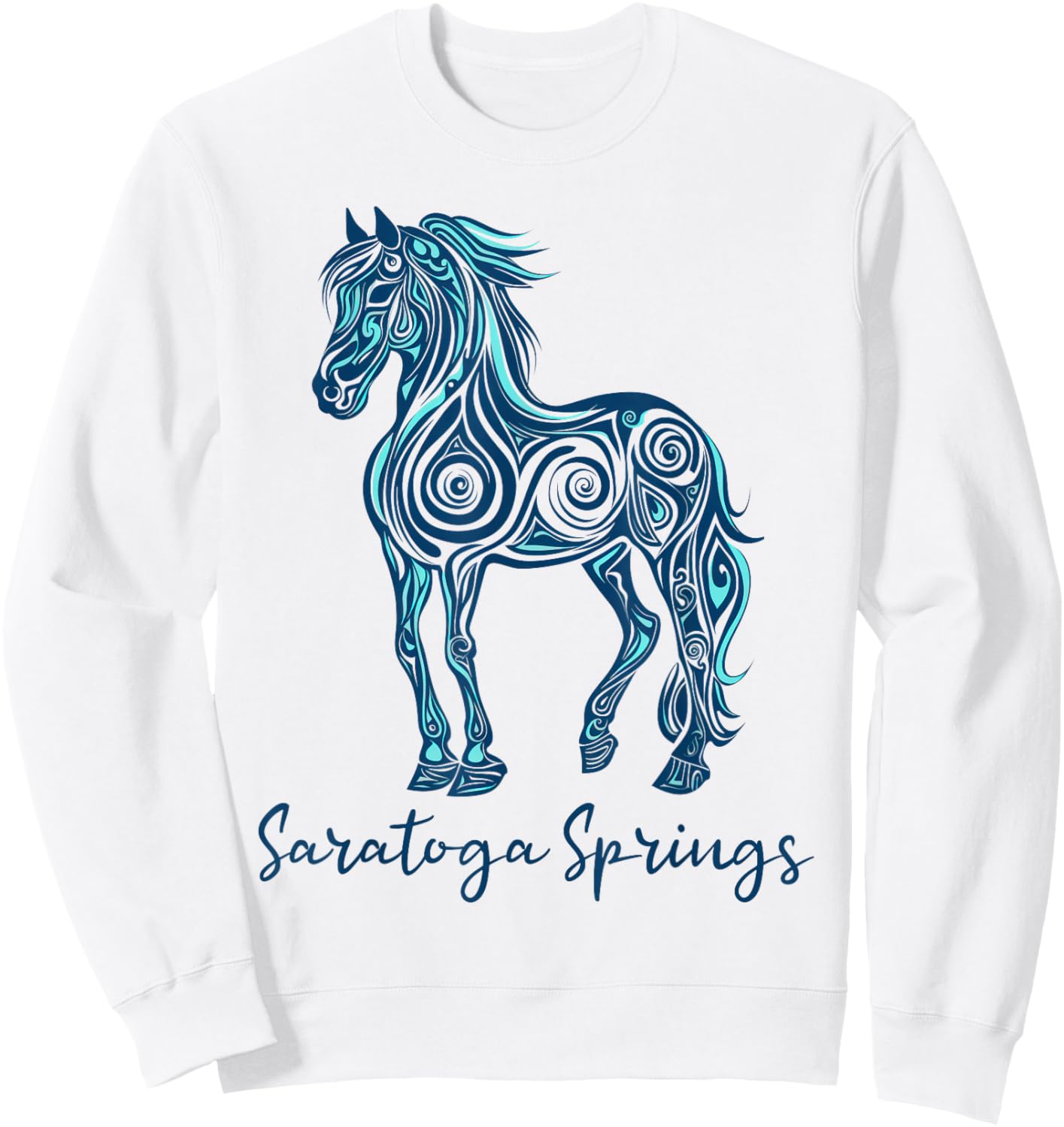 Saratoga Spring New York NY | Horse Race Sweatshirt - Sweatshirt | White