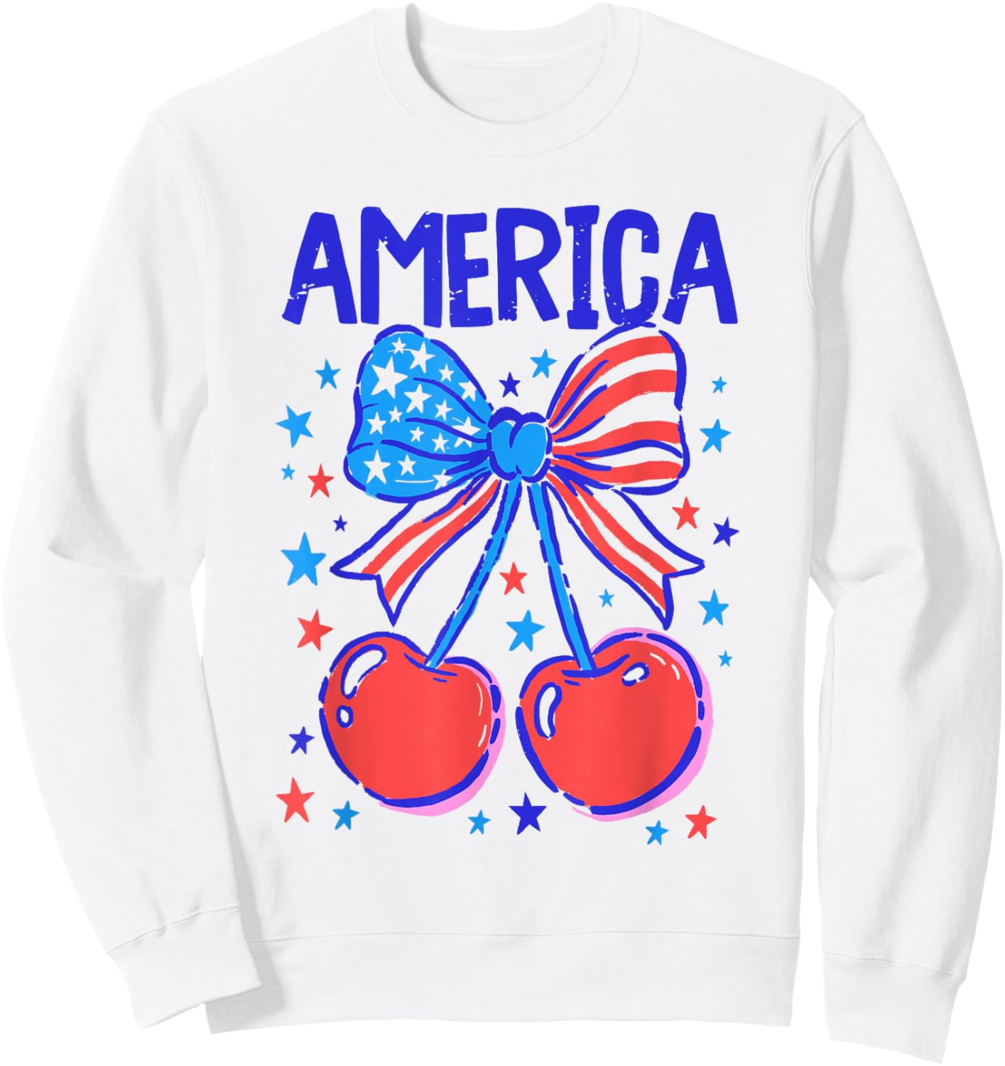 Coquette Bow USA Patriotic American Flag 4th of July Sweatshirt - Sweatshirt | White