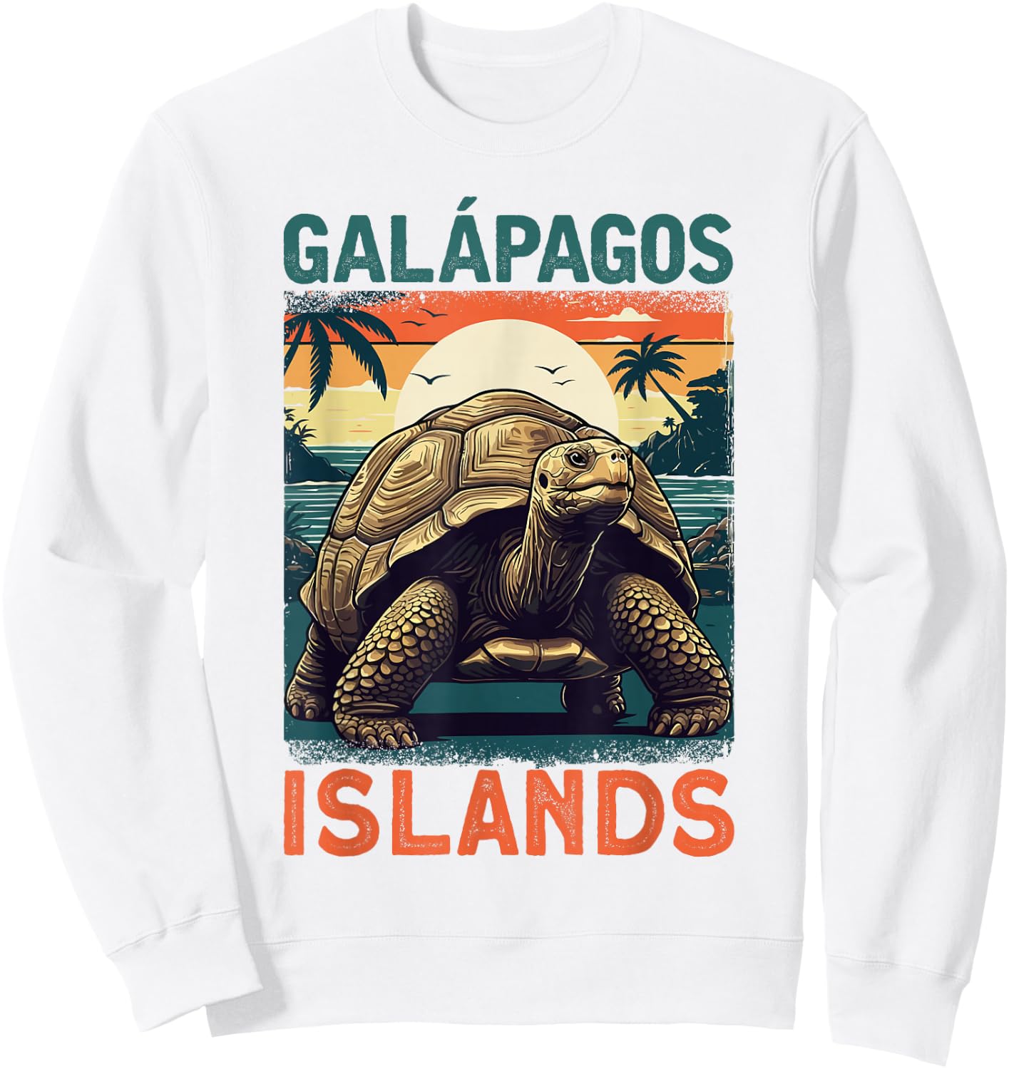 Vintage Galápagos Islands Sea Turtle Ecuador Sweatshirt - Sweatshirt | White
