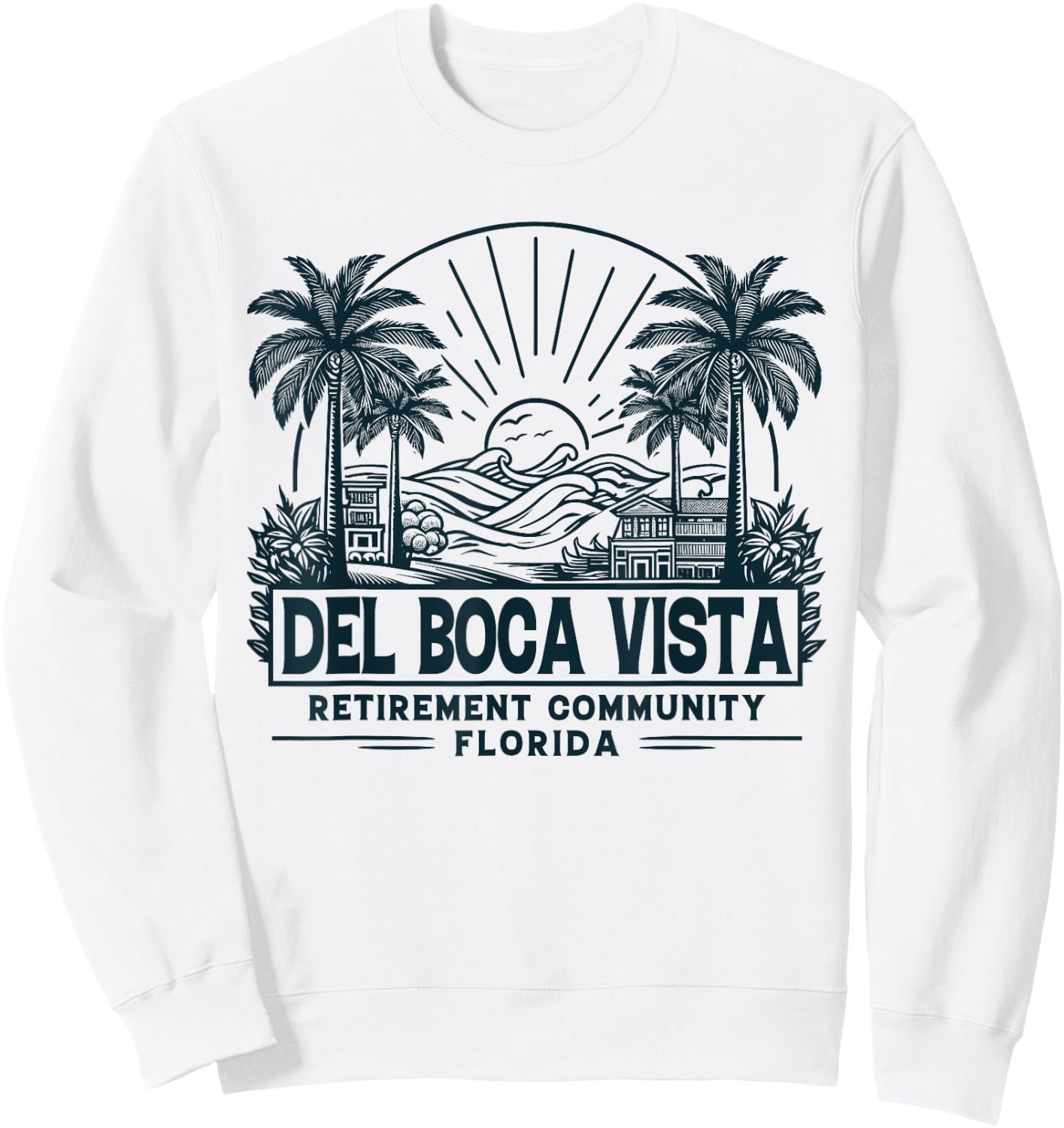 Del Boca Vista Retro Sunset Florida Vintage Sweatshirt - Sweatshirt | White