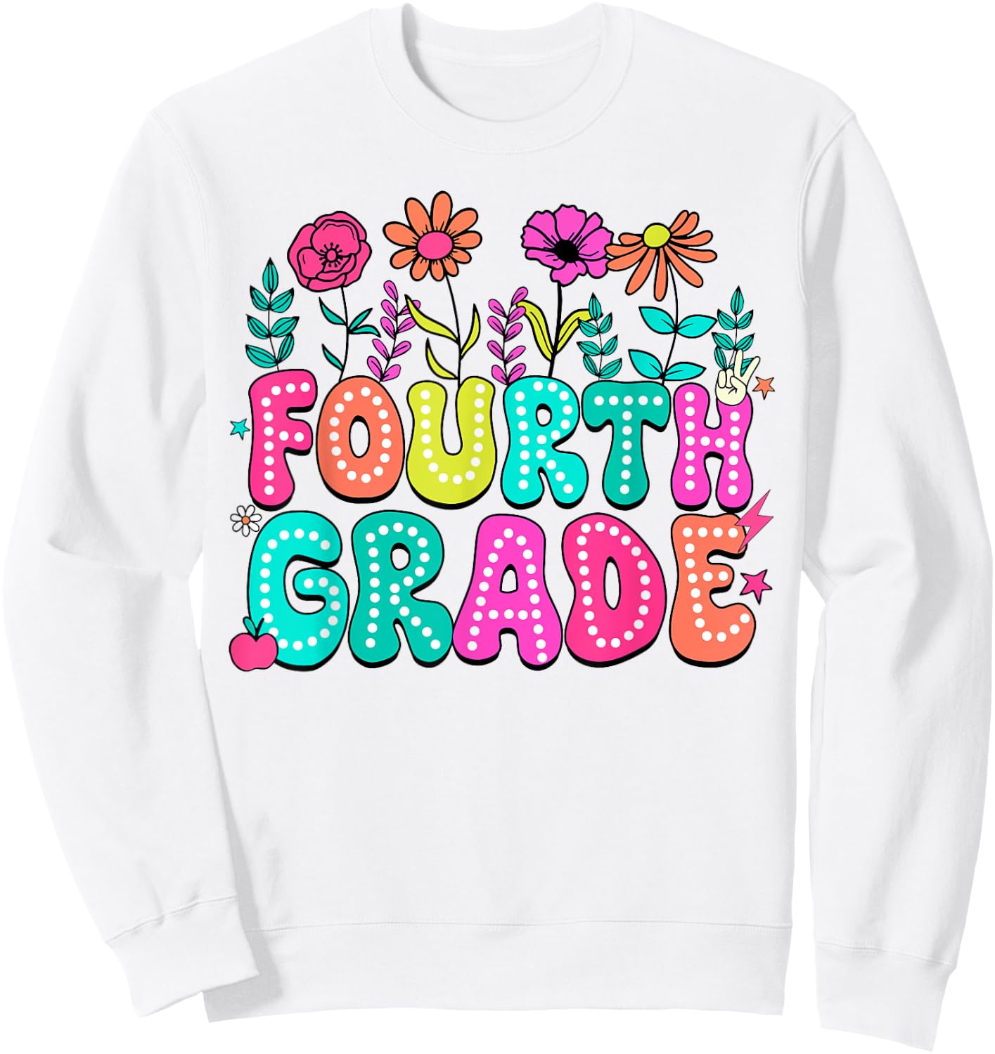 4th Grade Teacher Student Wildflower Back To School Floral Women Kids Sweatshirt - Sweatshirt | White