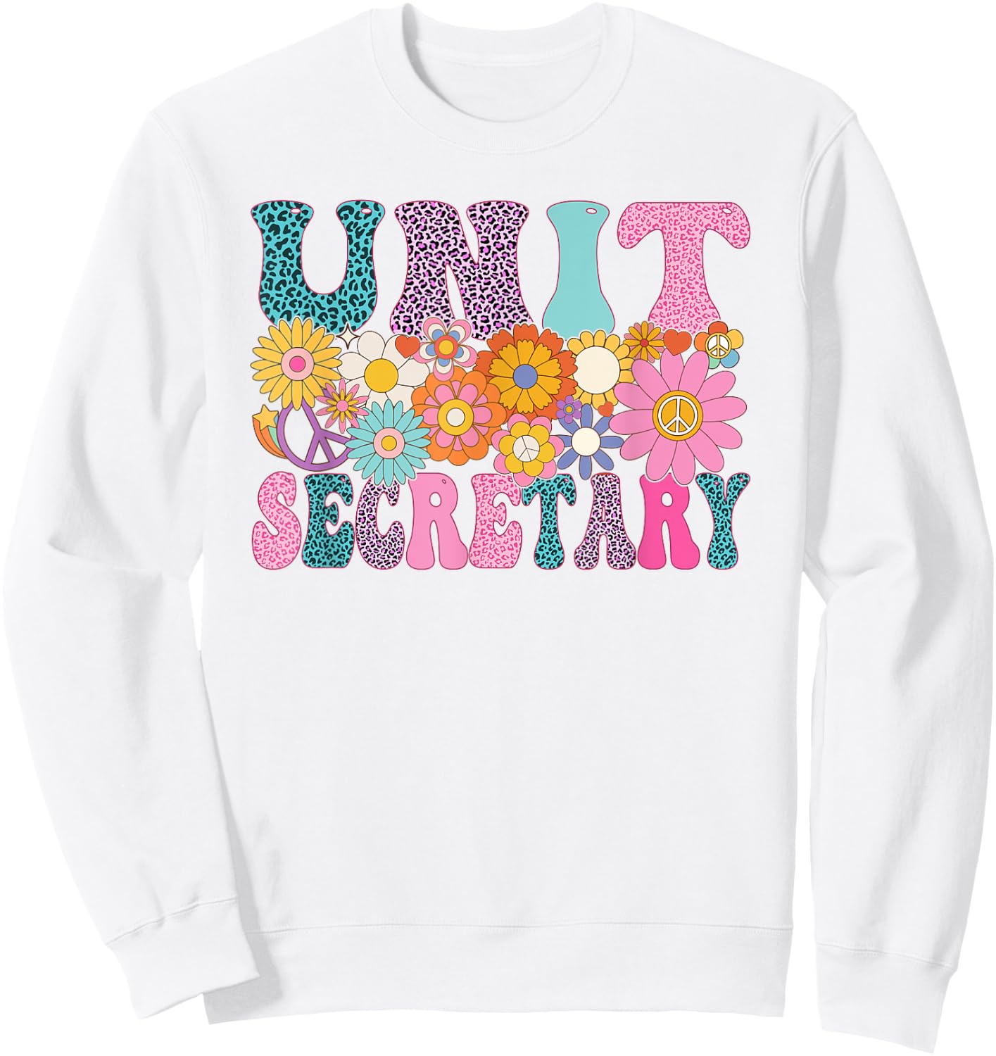 Unit Secretary Week Groovy Leopard Appreciation Day Women Sweatshirt - Sweatshirt | White