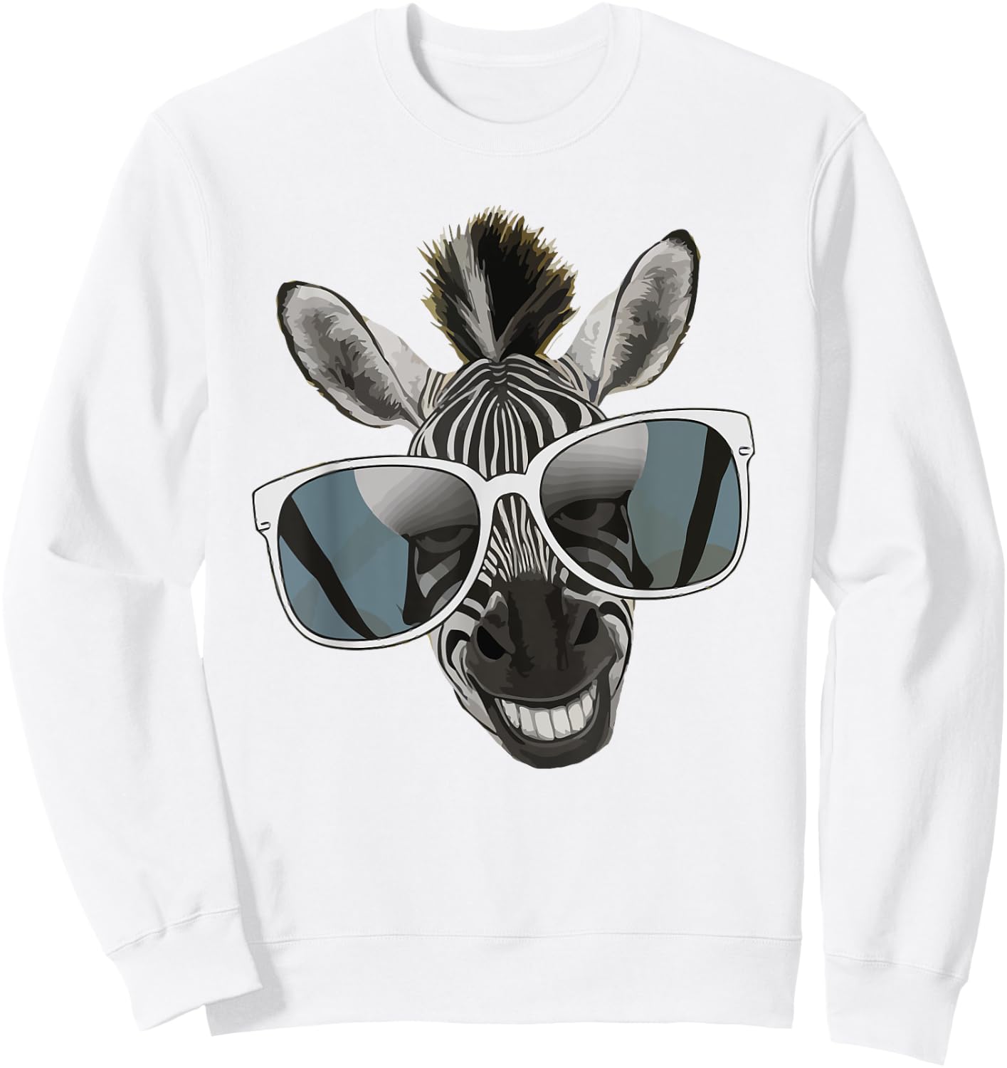 Funny Zebra with Sunglasses Sweatshirt - Sweatshirt | White