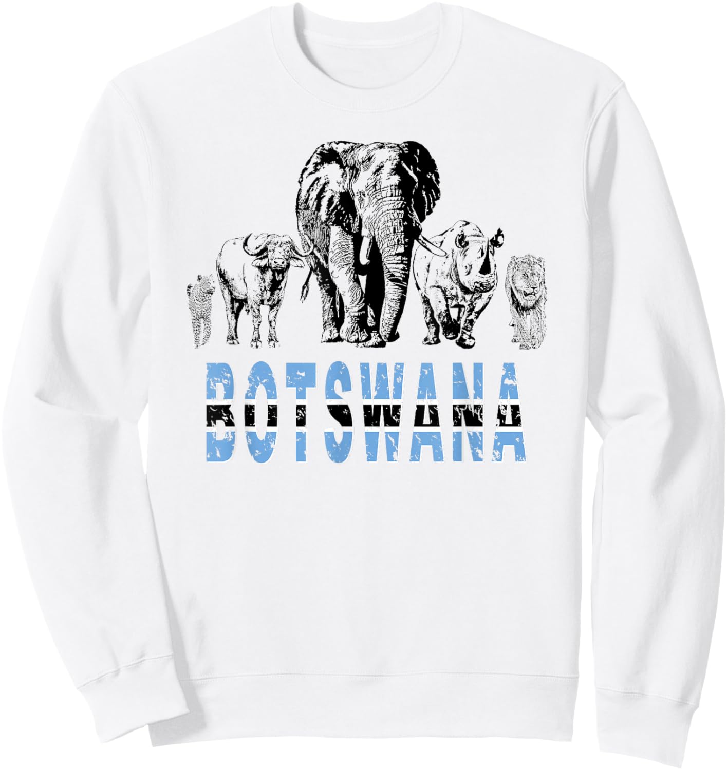Big Five Botswana Pride Artwork for Wildlife Lovers Sweatshirt - Sweatshirt | White