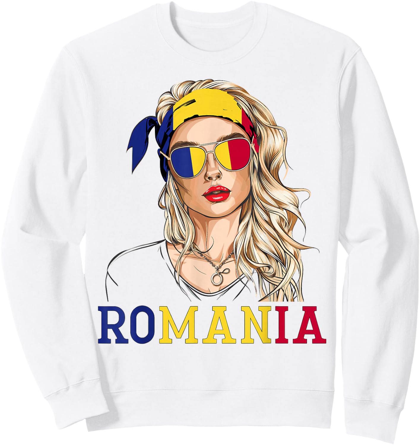 Romanian Flag Outfit for Woman Products Uniform Romania Sweatshirt - Sweatshirt | White