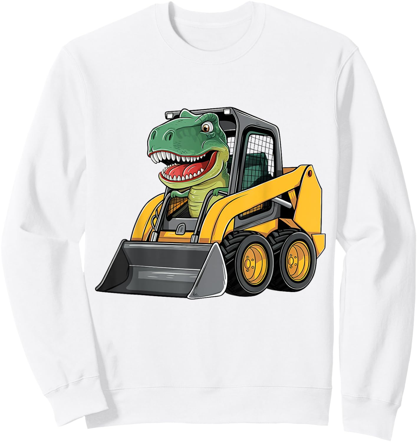 Funny Dinosaur Construction Truck Excavator Kids Boy Girl Sweatshirt - Sweatshirt | White