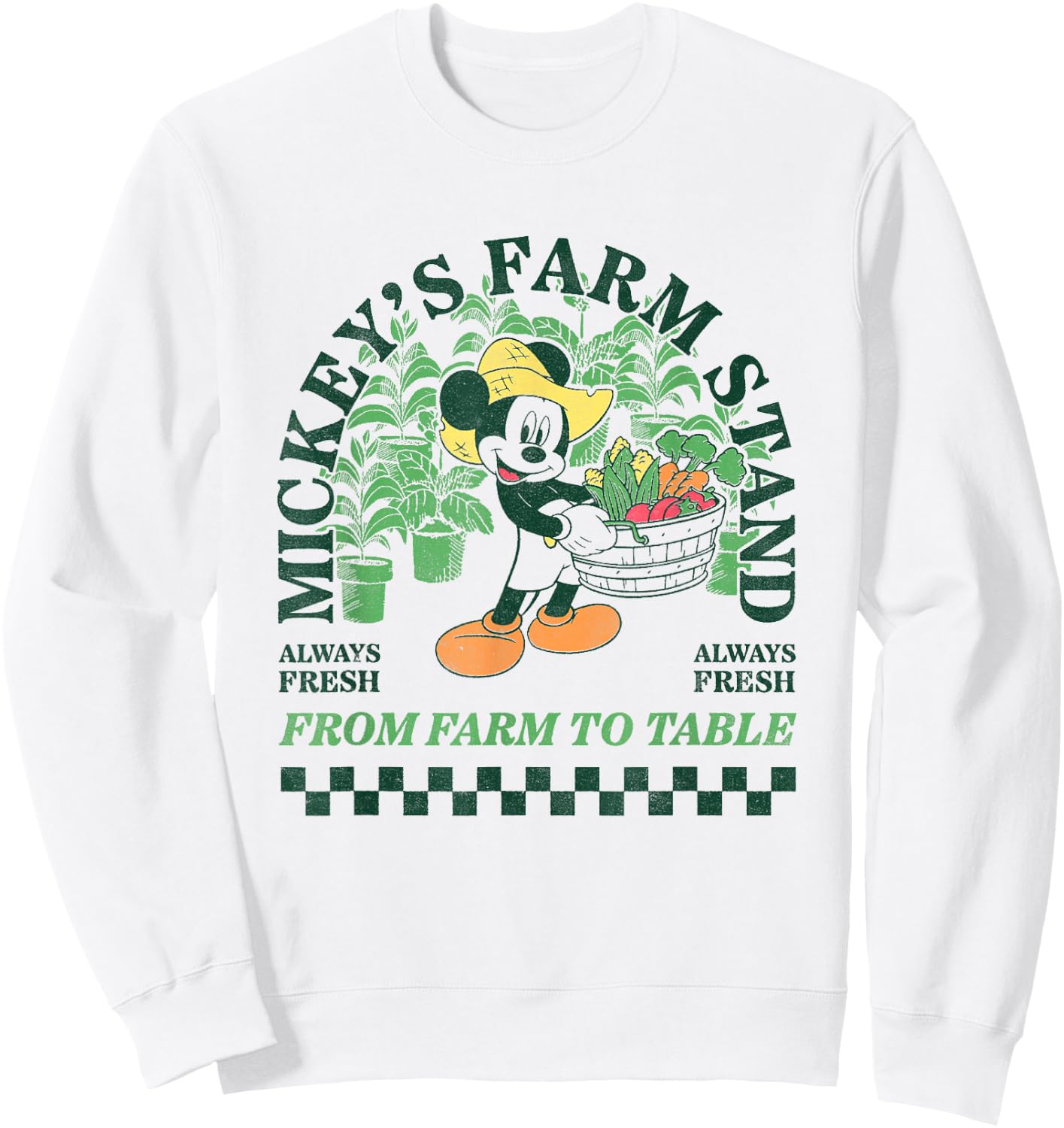 Disney Mickey And Friends Mickey's Farm Stand Retro Big Logo Sweatshirt - Sweatshirt | White