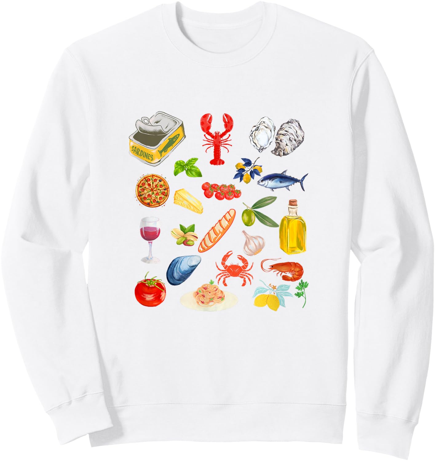 Italian summer Sardines tinned fish tomato girl food lover Sweatshirt - Sweatshirt | White
