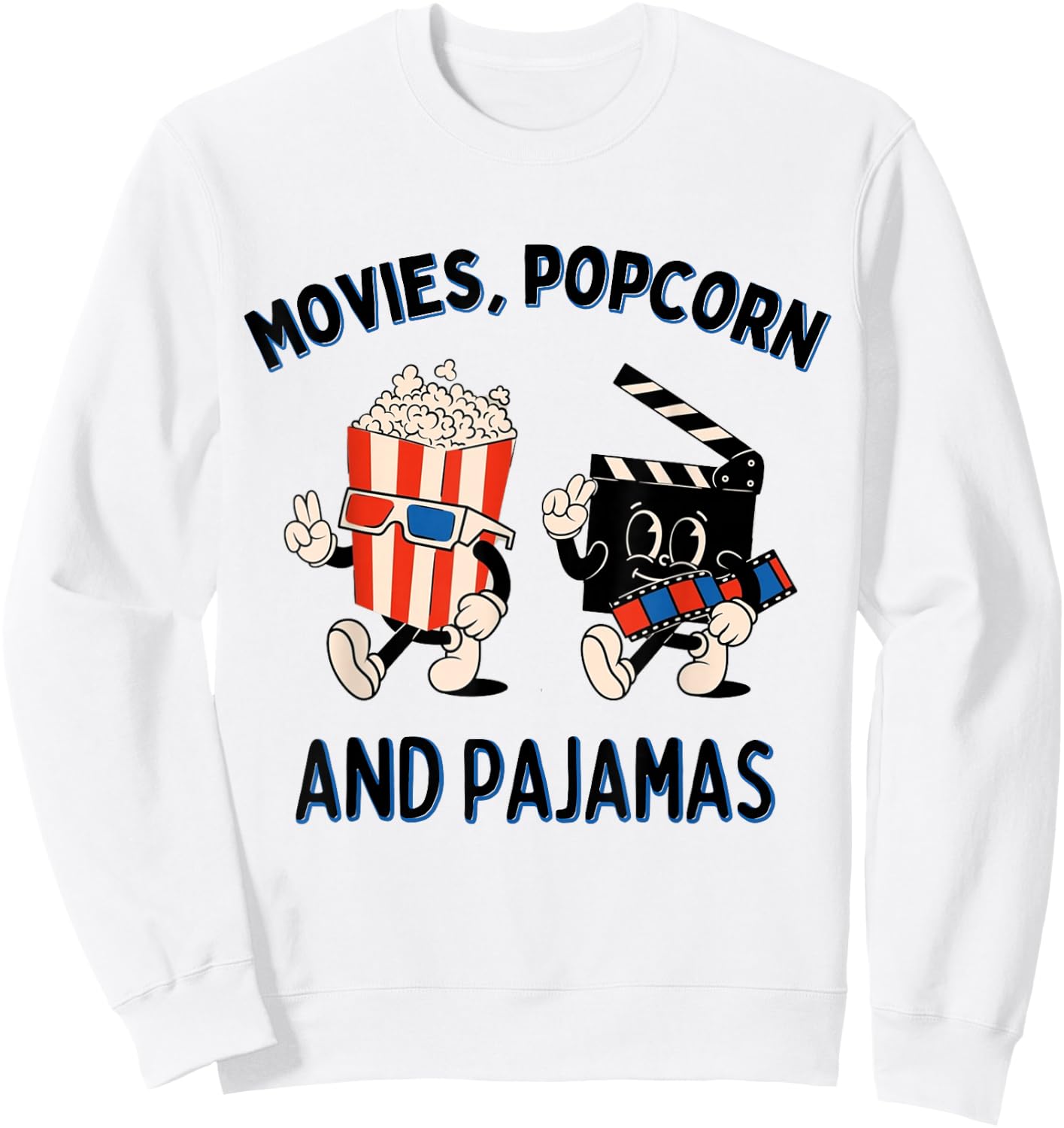 Movies Popcorn And Pajamas Popcorn Movie Night Sweatshirt - Sweatshirt | White