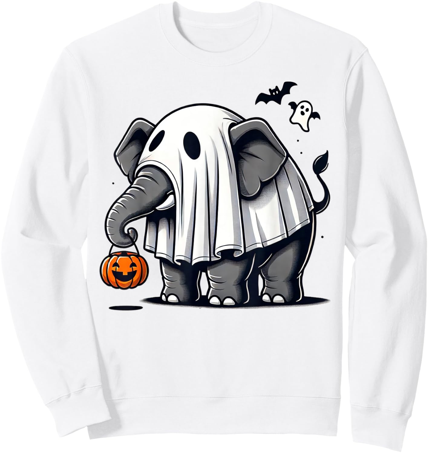 Funny Elephant Halloween Costume Ghost Trick Or Treat Sweatshirt - Sweatshirt | White