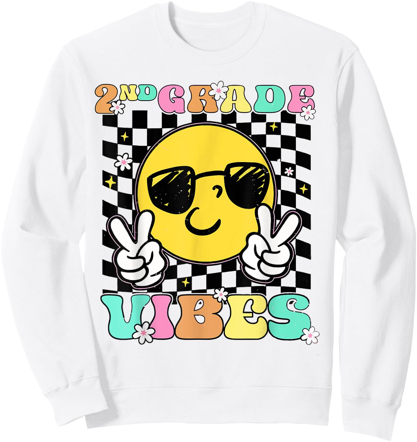 Girls 2nd Grade Vibes Back To School Second Grade Sweatshirt - Sweatshirt | White