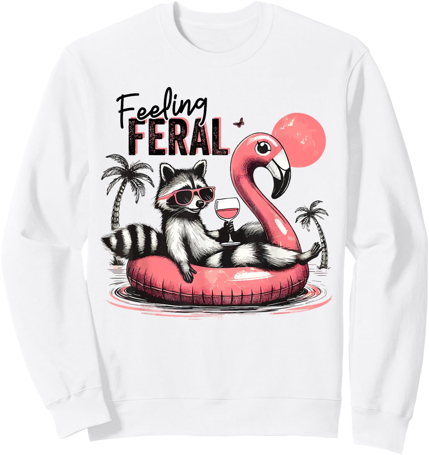 Feeling Feral Raccoon Summer Feral Girls Raccoon Sweatshirt - Sweatshirt | White