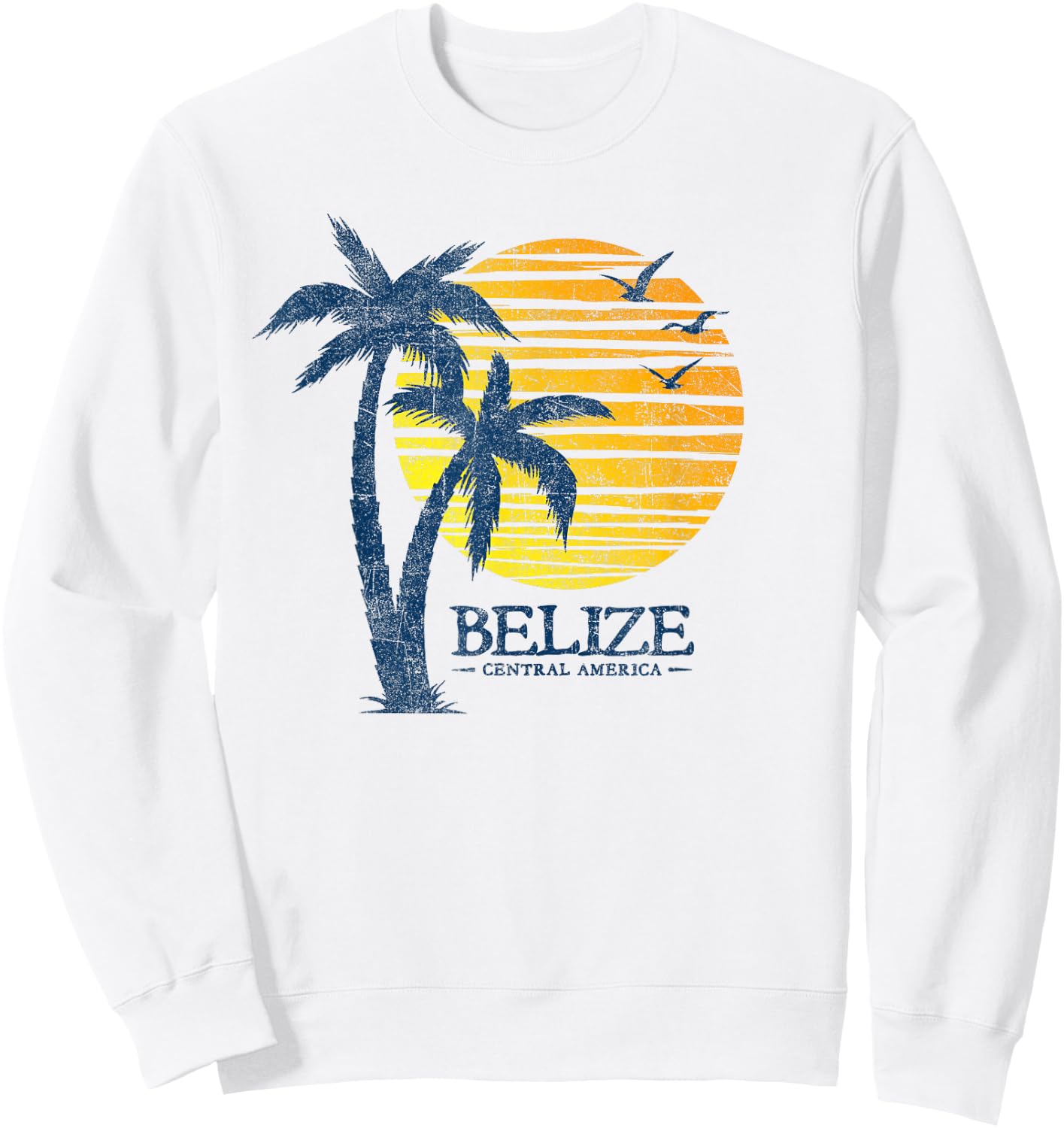 Retro Belize Souvenir Vintage Sunset Men Women Sweatshirt - Sweatshirt | White