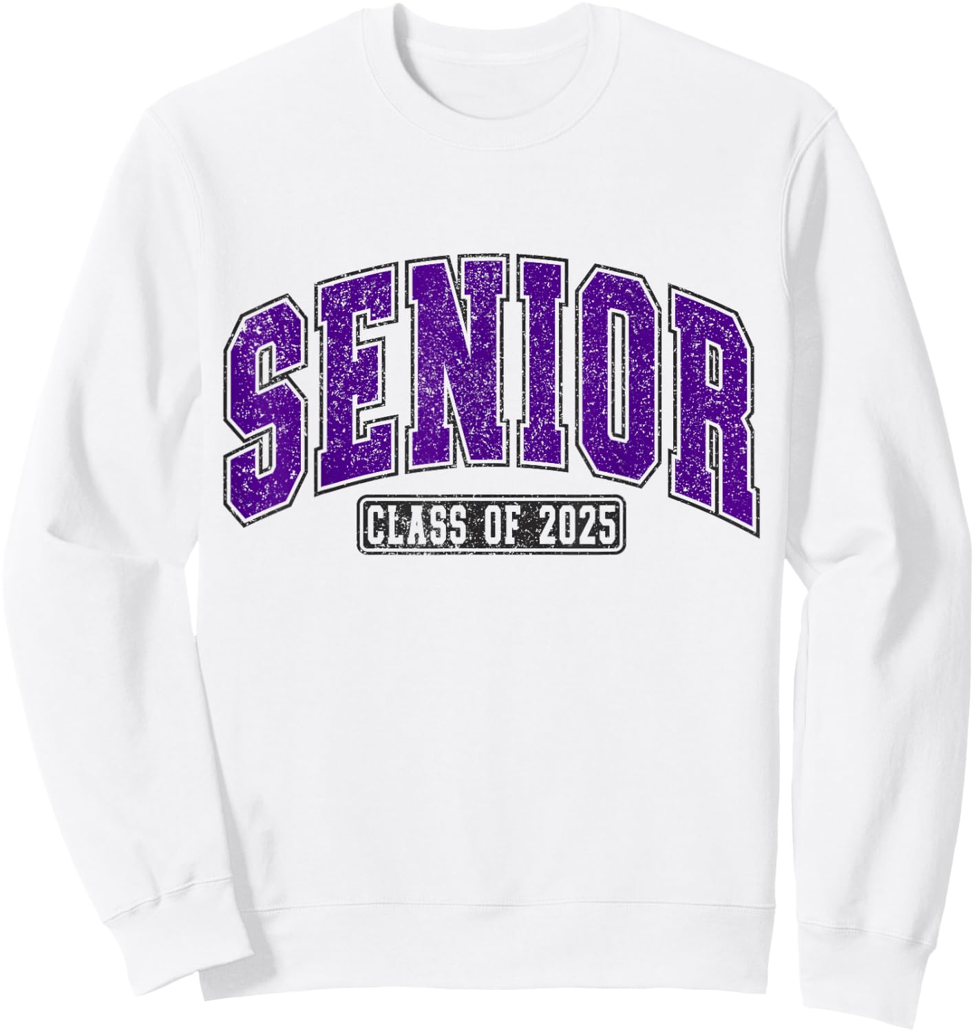 Class of 2025 Purple High School College Seniors Retro Grad Sweatshirt - Sweatshirt | White
