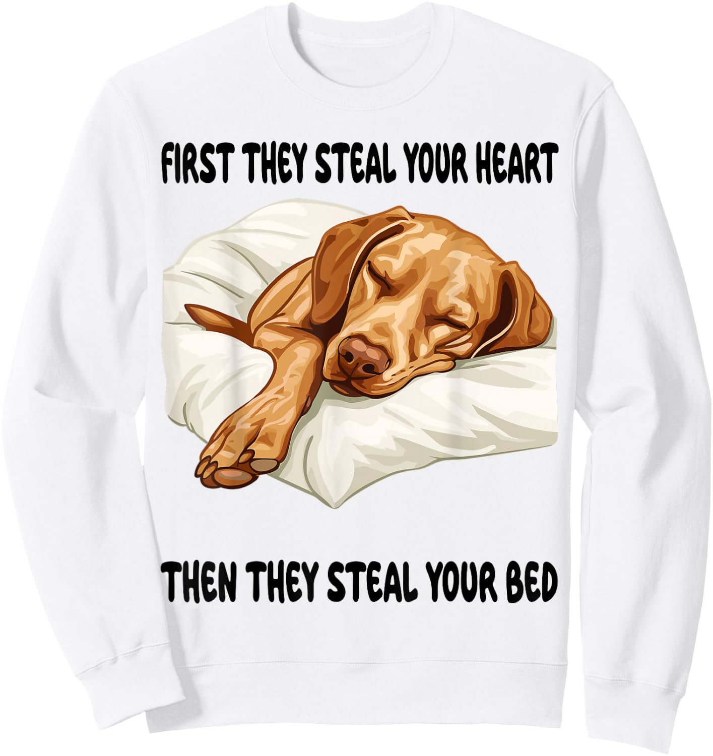 Vizsla Sleeping Pajamas Nightgown Sweatshirt - Sweatshirt | White